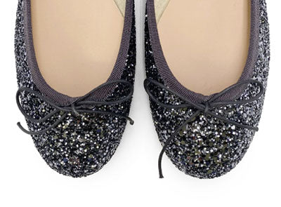 TT GO GREEN Collection - Iron-colored glitter ballet flats in ECO fabric