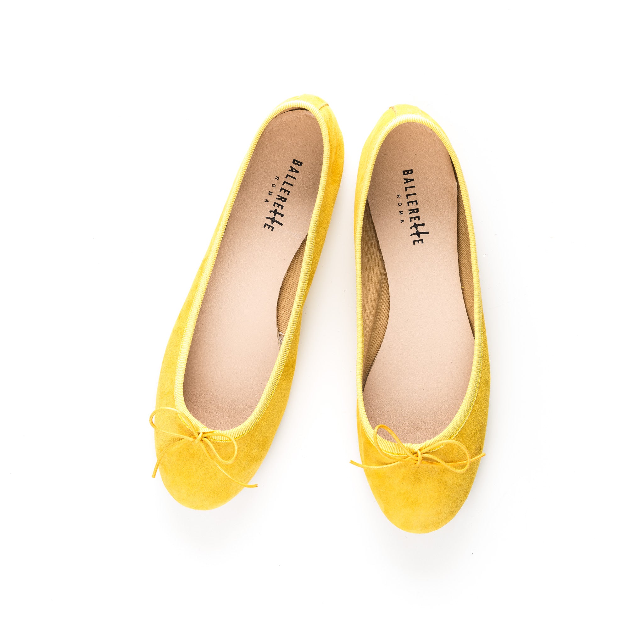 Yellow suede ballet flats