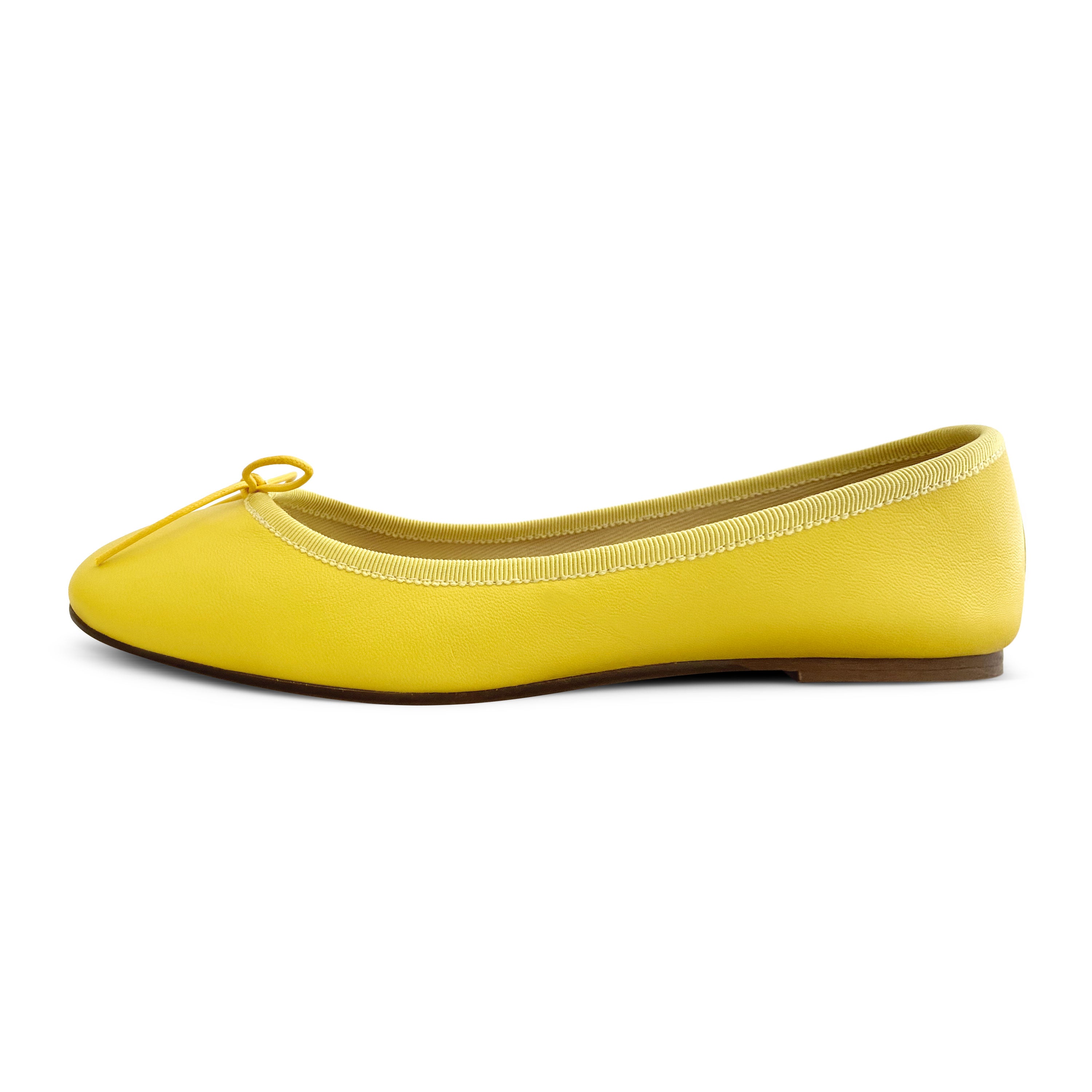 Yellow leather ballet flats