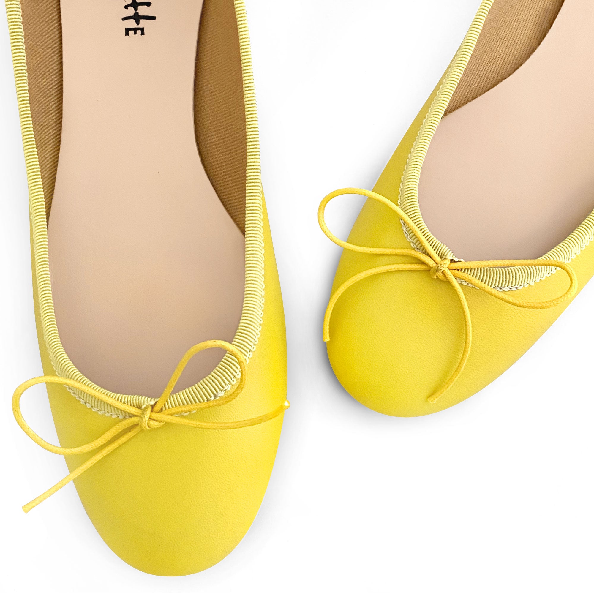 Yellow leather ballet flats