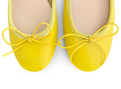 Yellow leather ballet flats