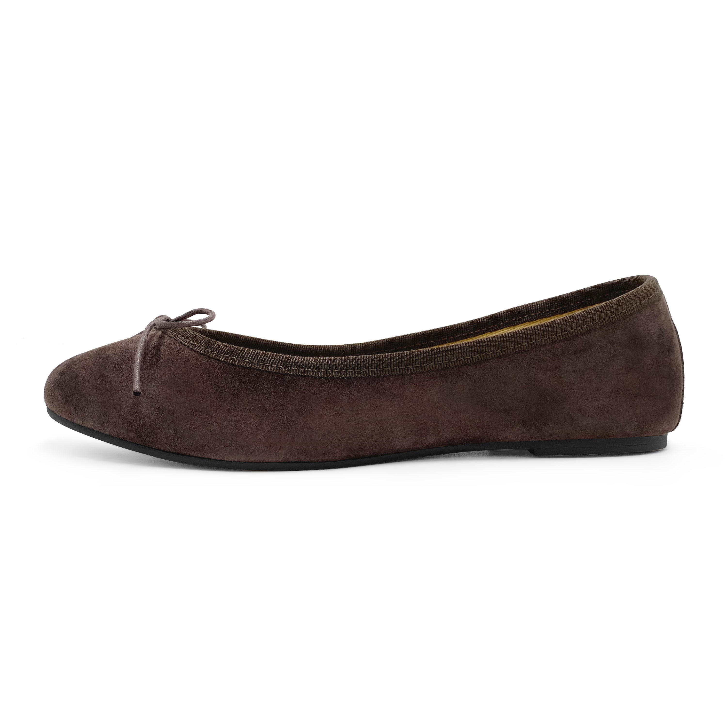 Deep brown suede ballet flats