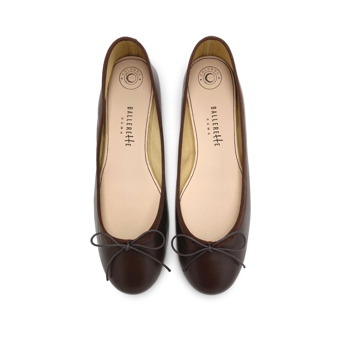 Dark-brown leather ballet flats