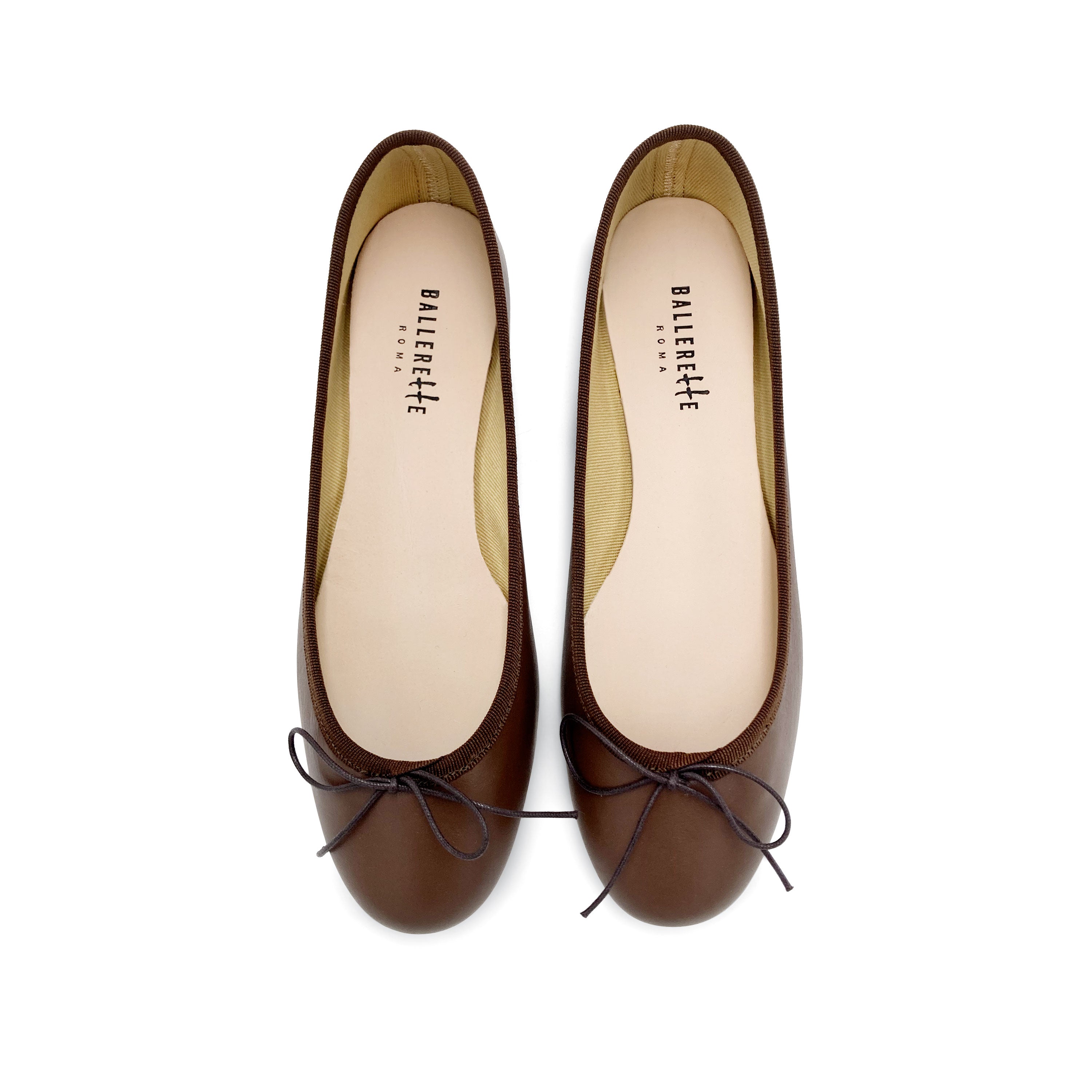 Dark-brown leather ballet flats