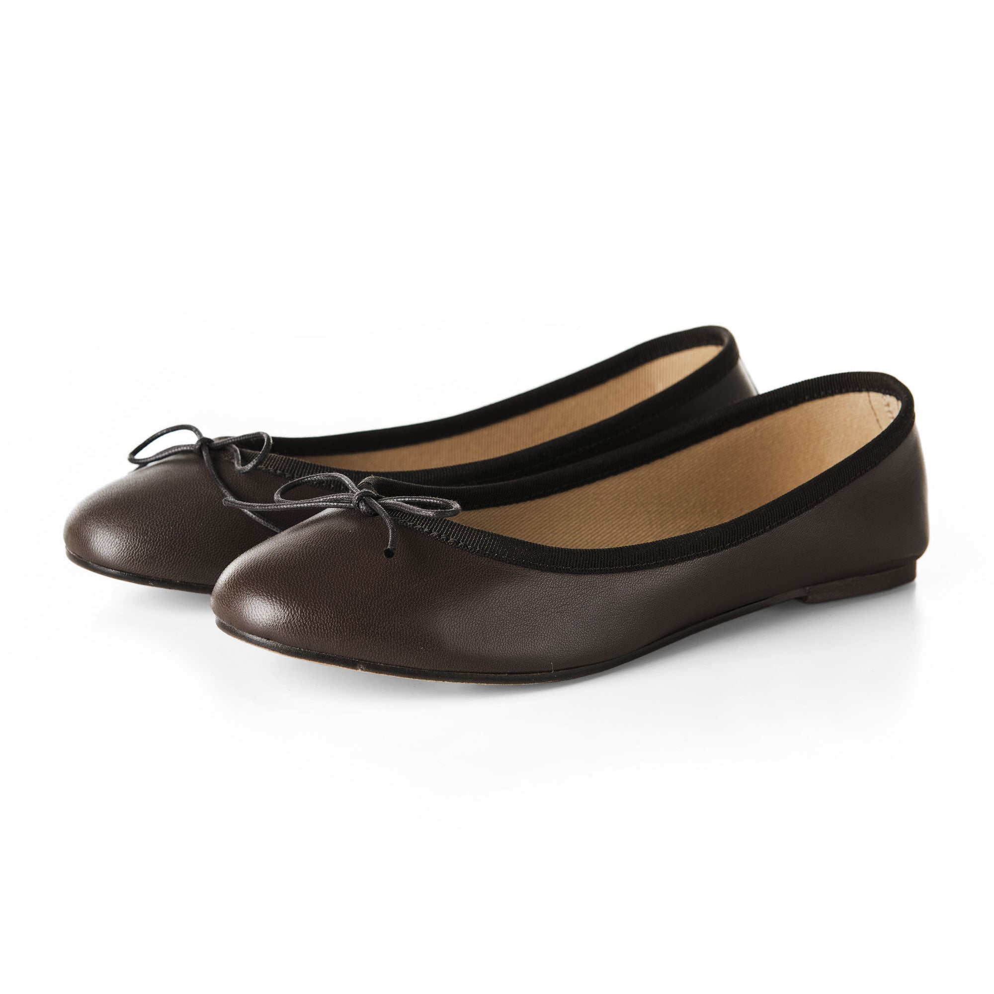 Dark-brown leather ballet flats