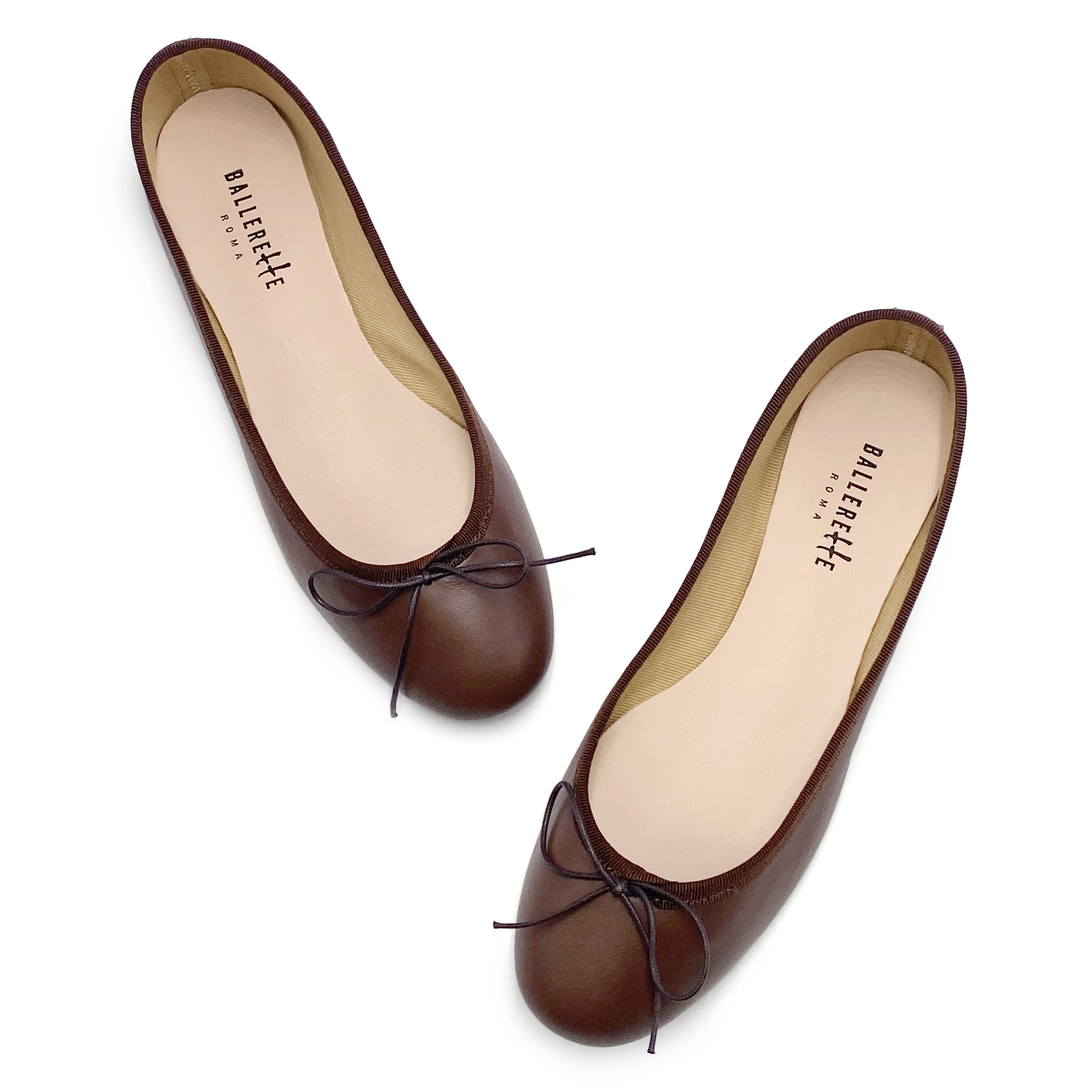 Dark-brown leather ballet flats