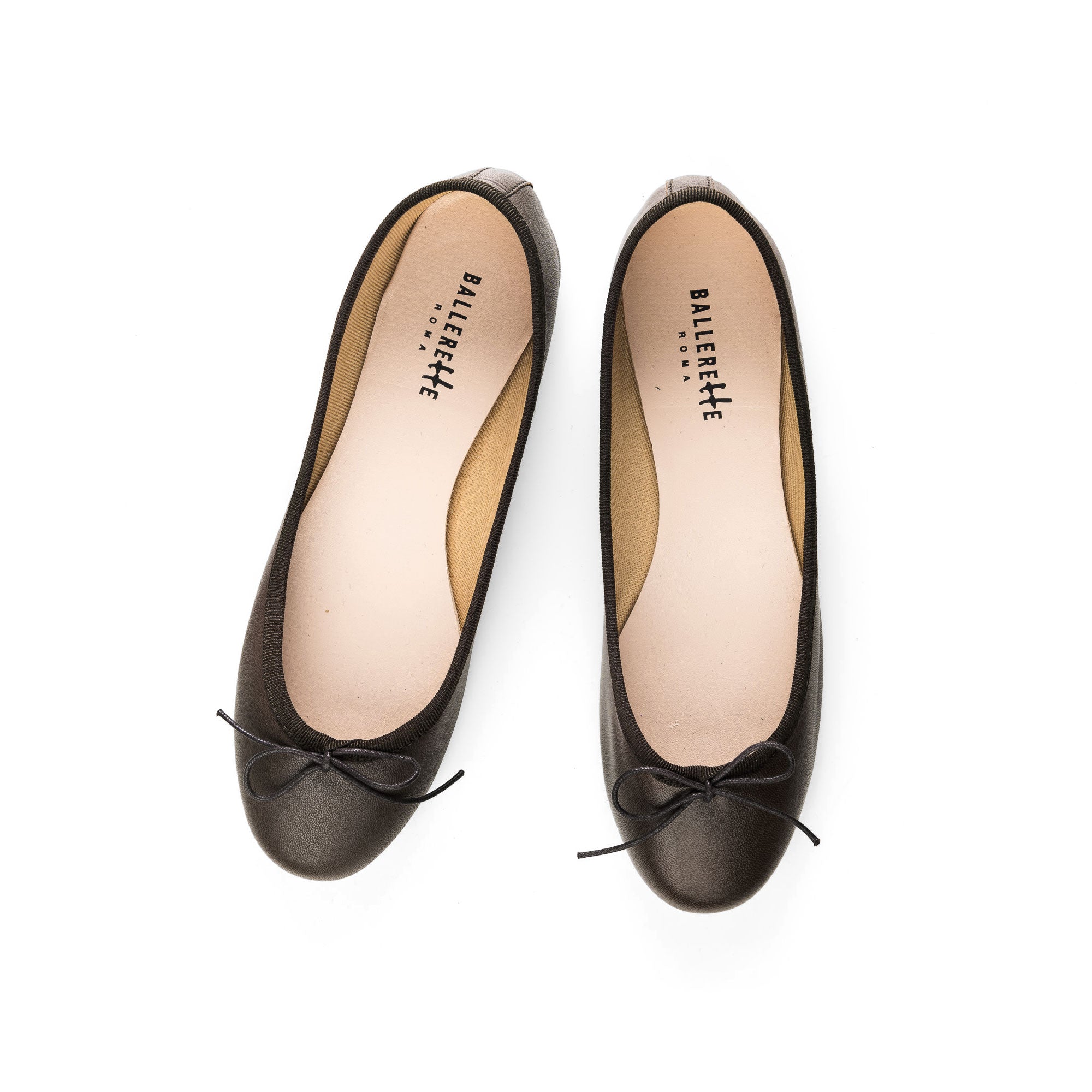 Dark-brown leather ballet flats