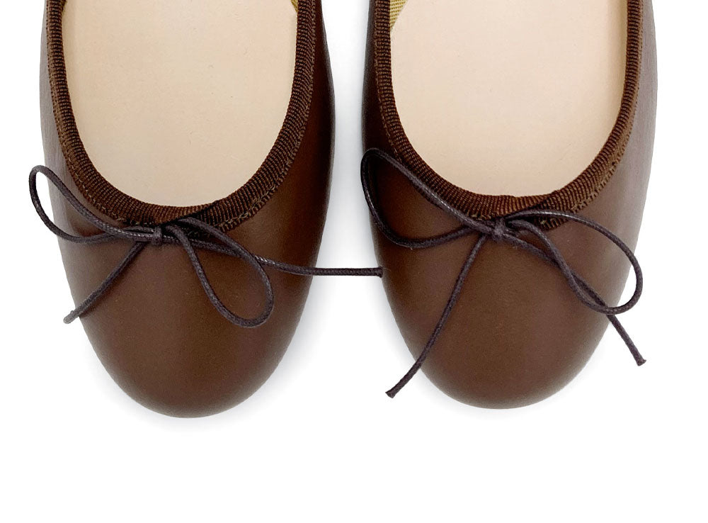 Dark-brown leather ballet flats