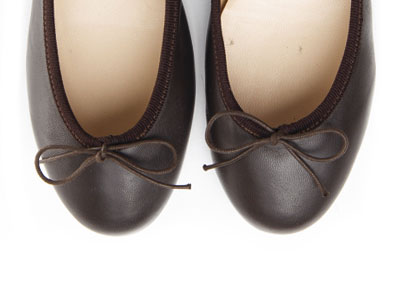 Dark-brown leather ballet flats