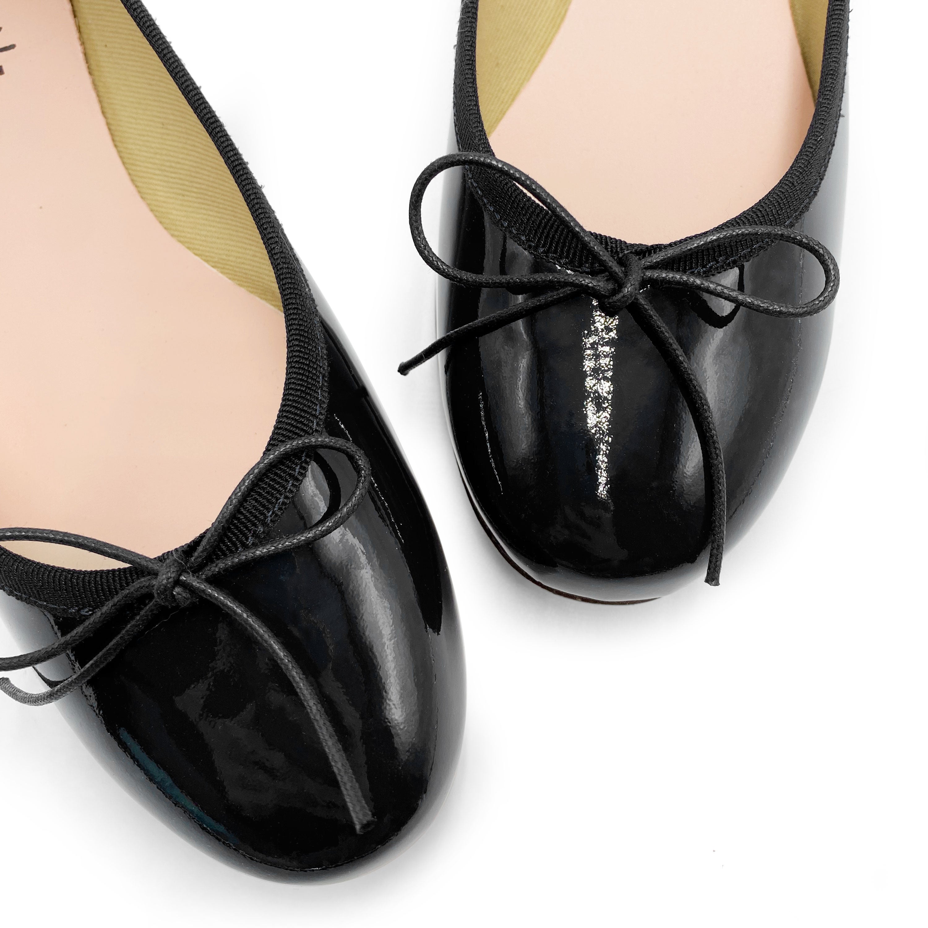 Black patent leather ballet flats