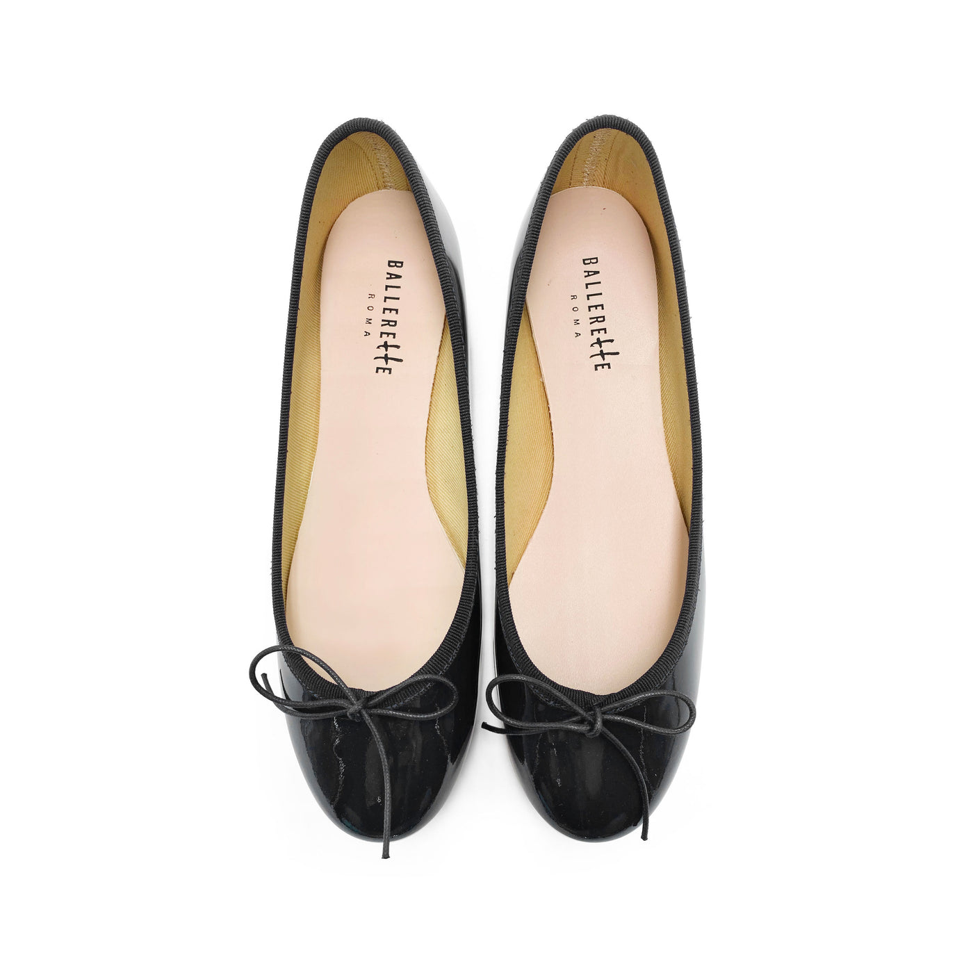BALLET FLATS WHITE BLACK PATENT CALFSKIN