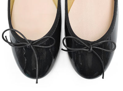 Black patent leather ballet flats