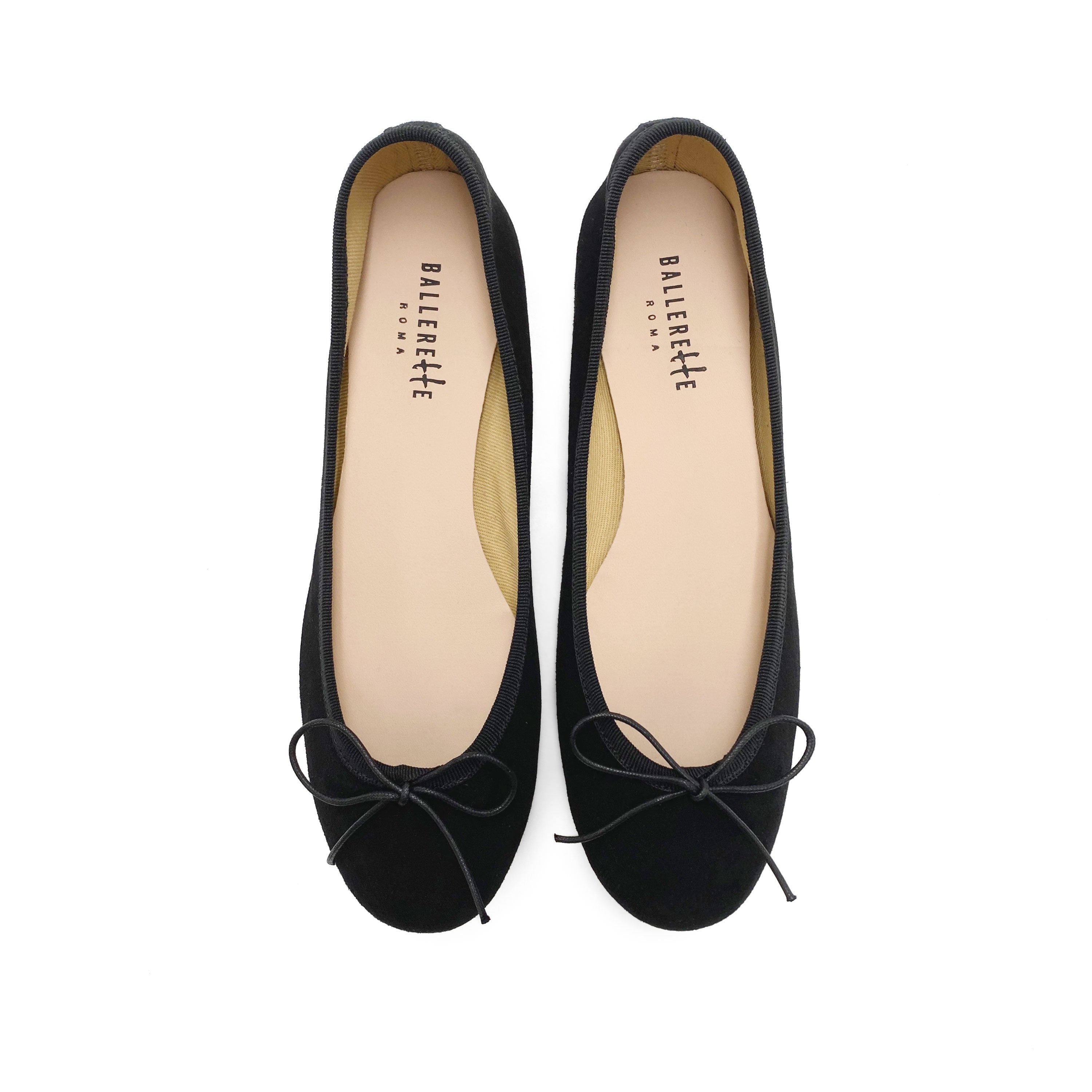 Black suede ballet flats