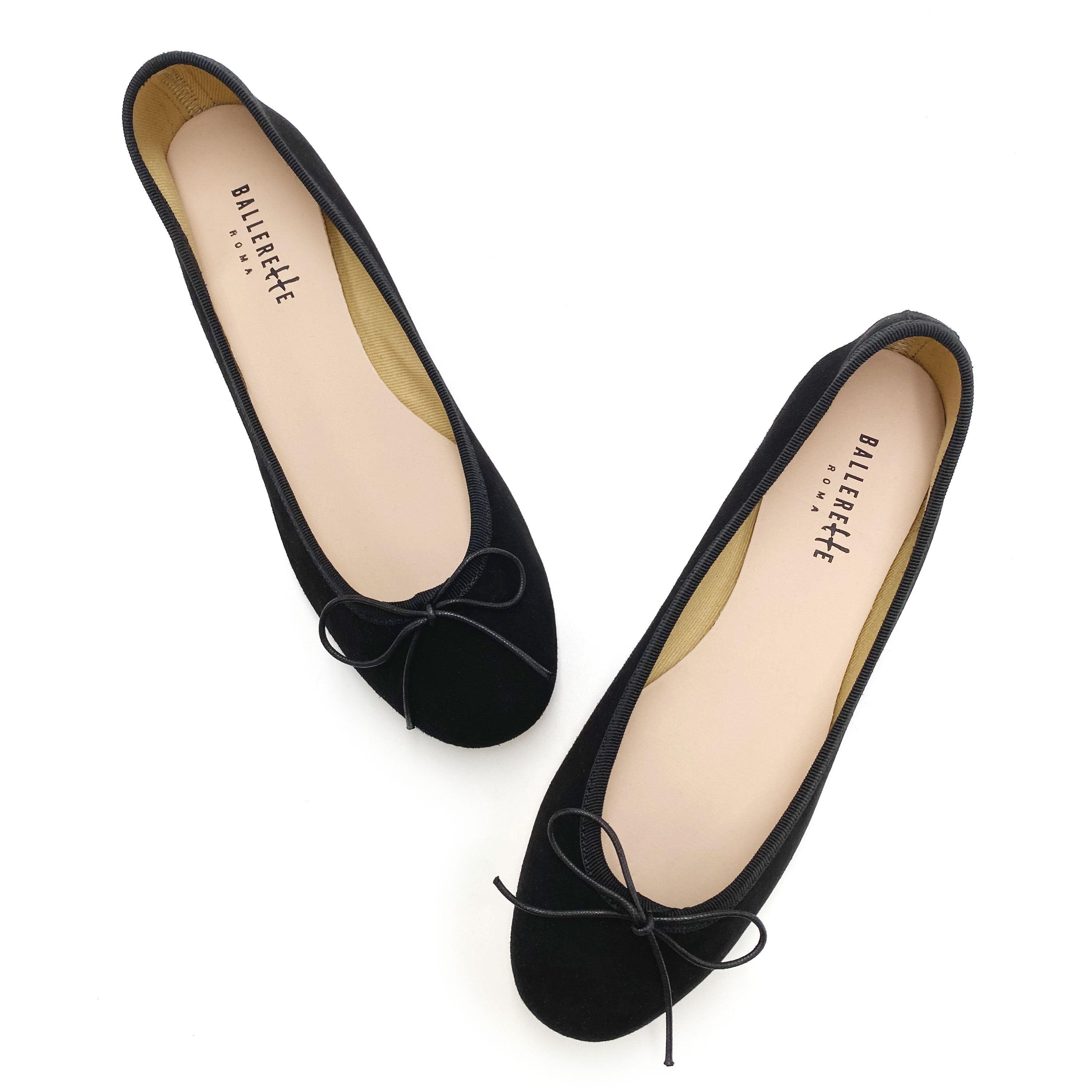 Black suede ballet flats