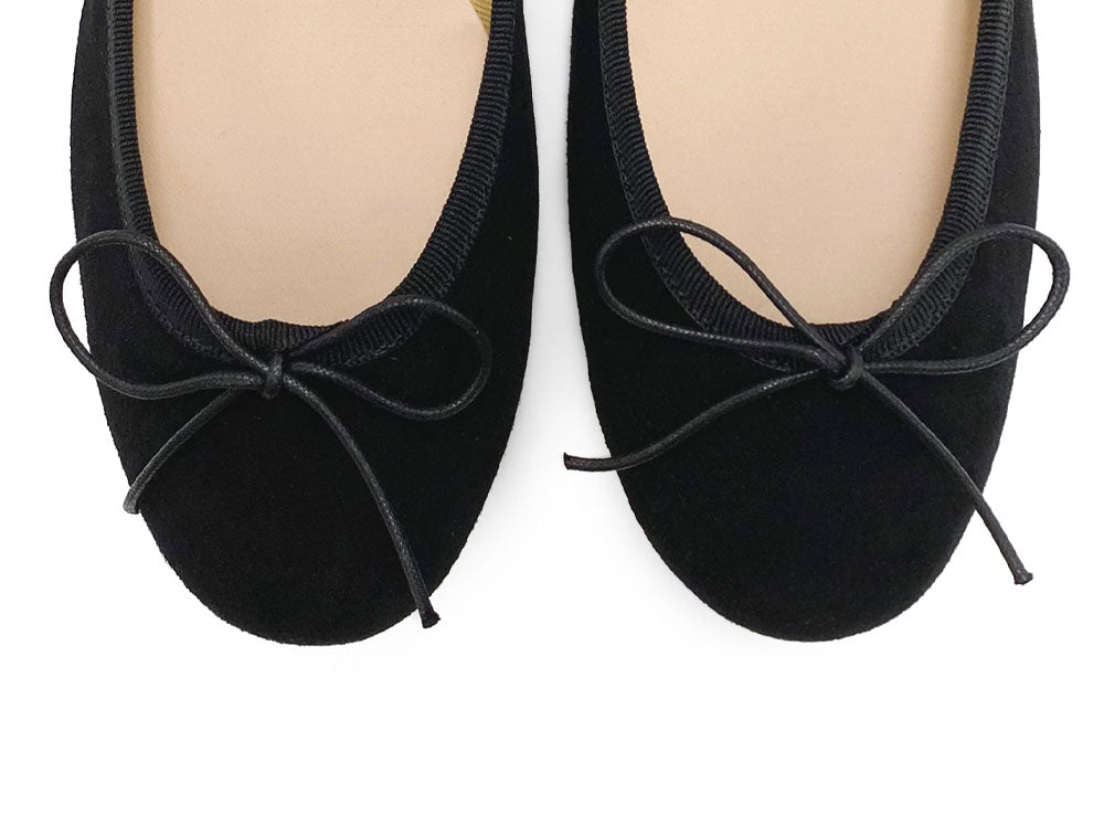 Black suede ballet flats