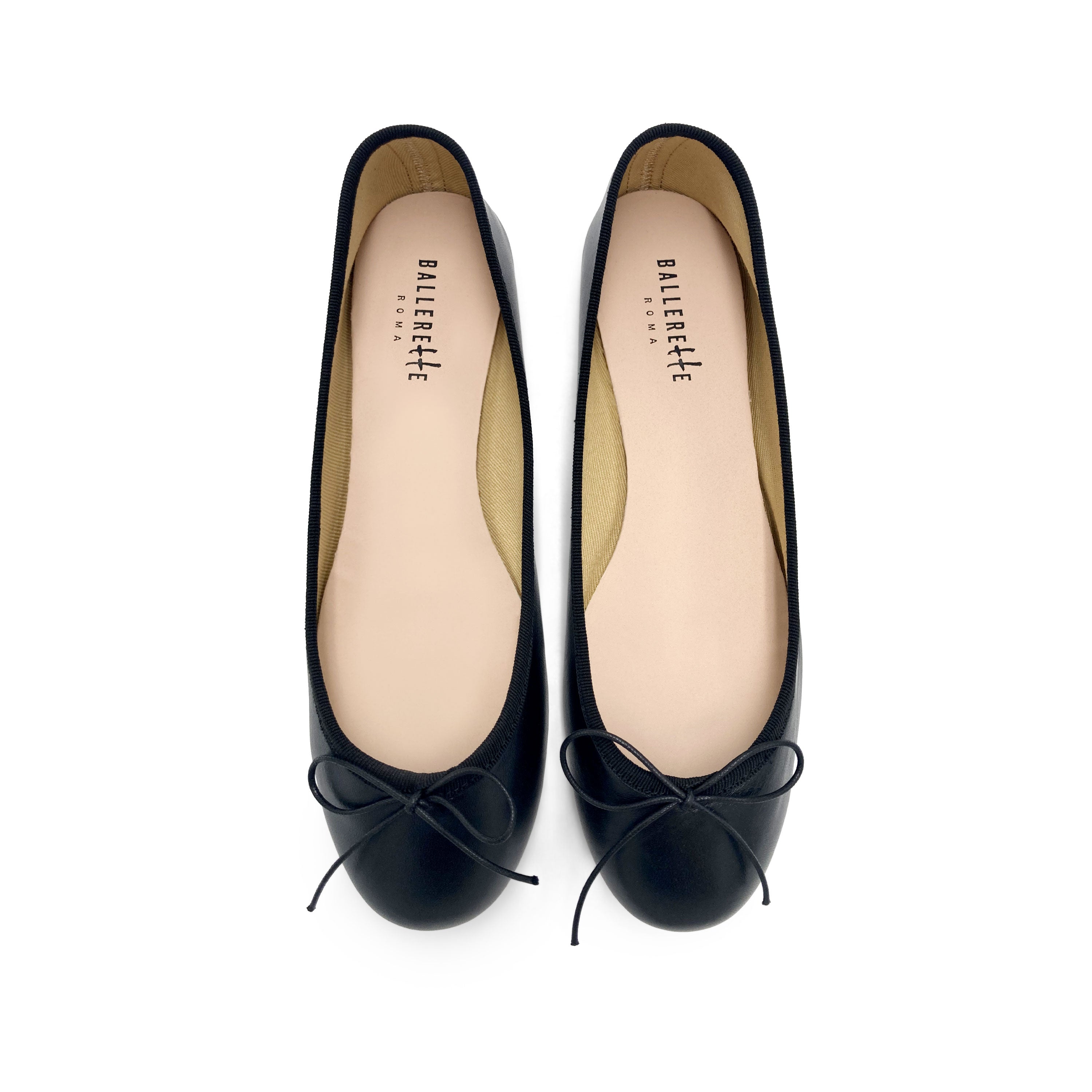 Black leather ballet flats