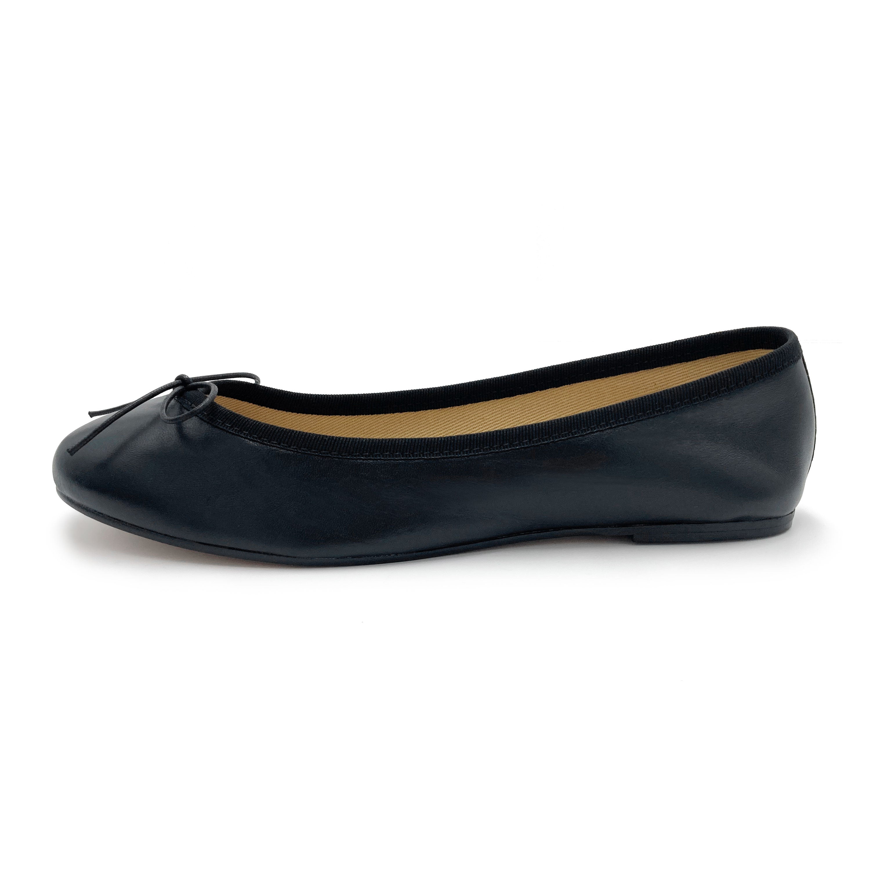 Black leather ballet flats