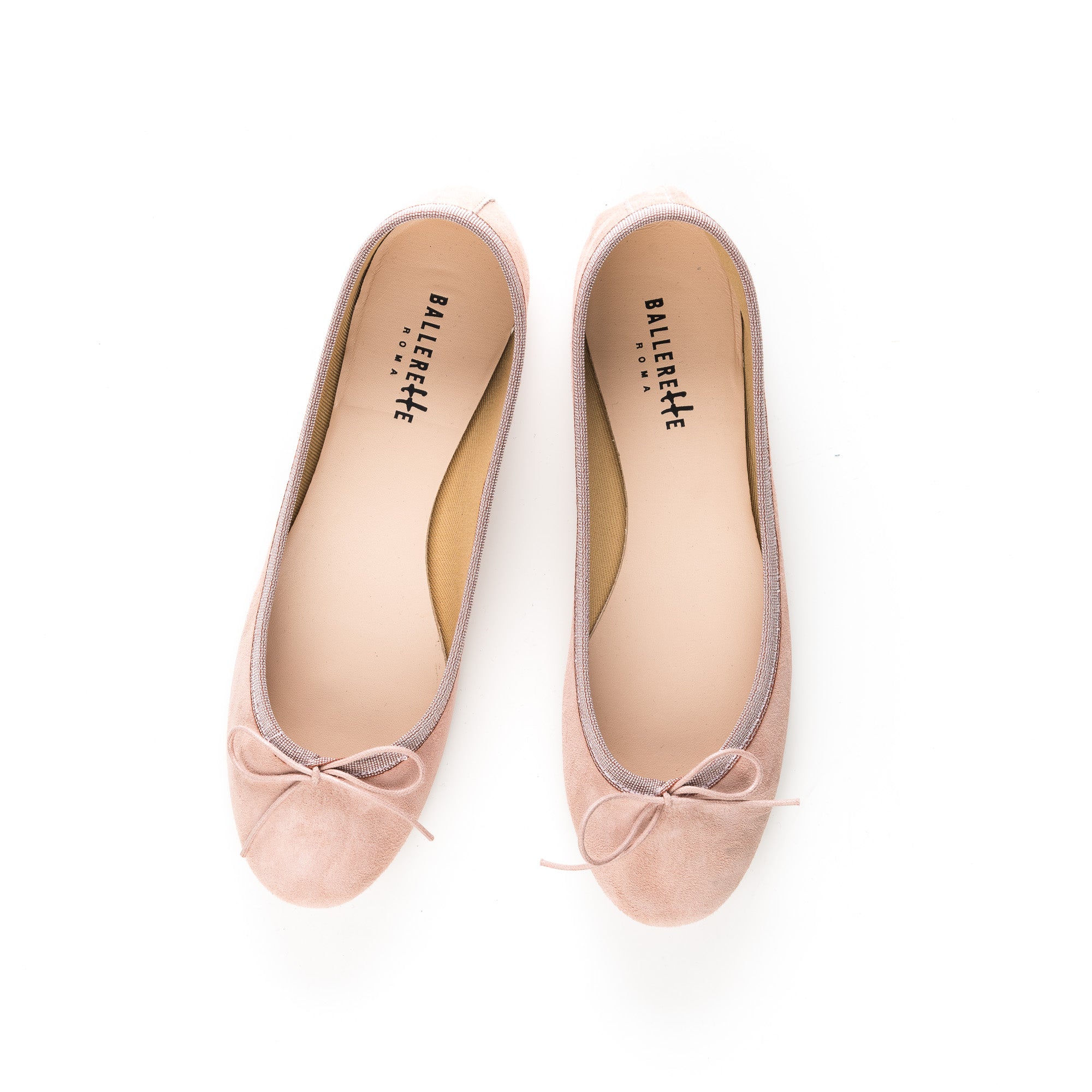 Pink suede ballet flats