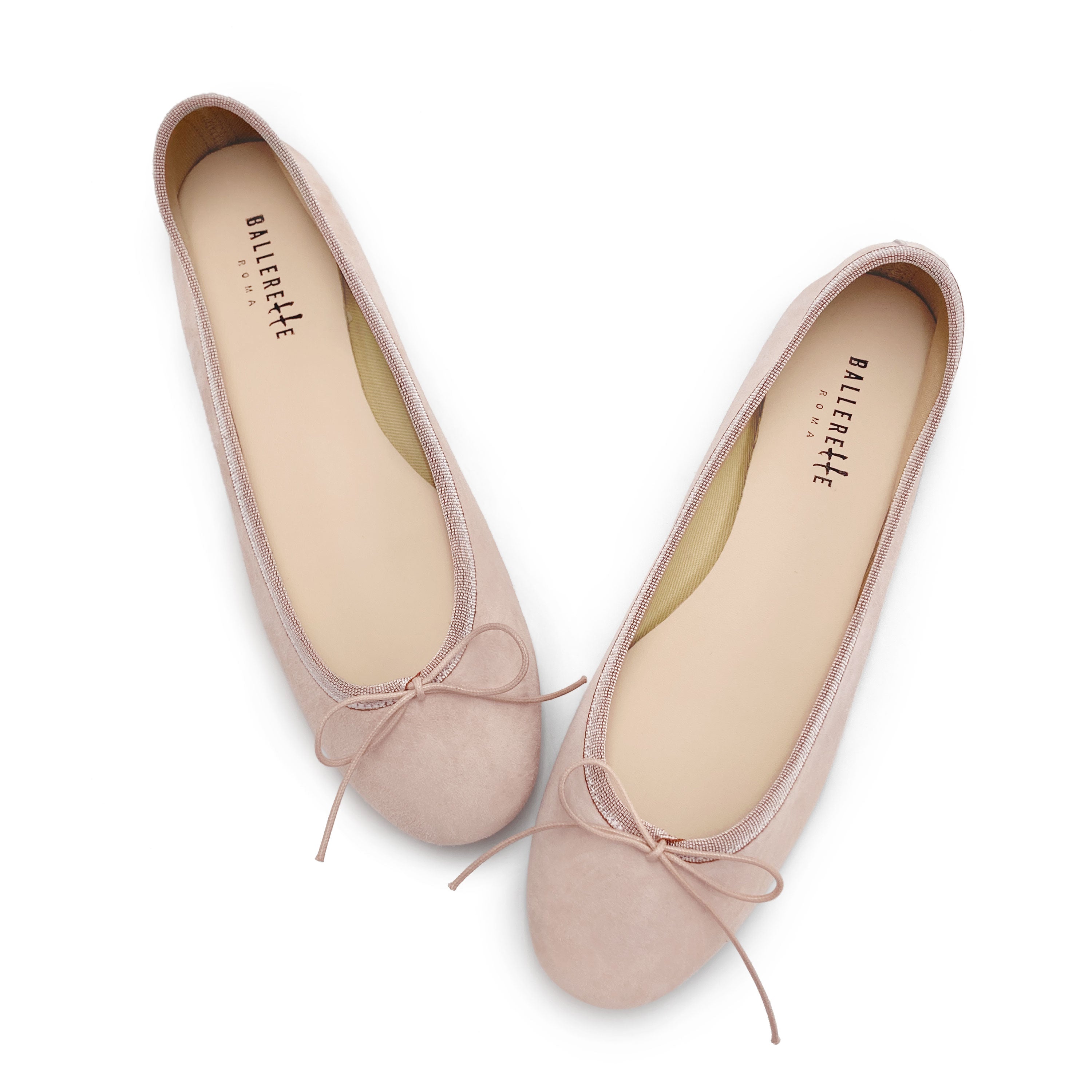 Pink suede ballet flats