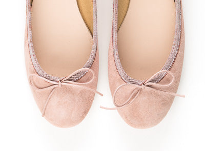 Pink suede ballet flats