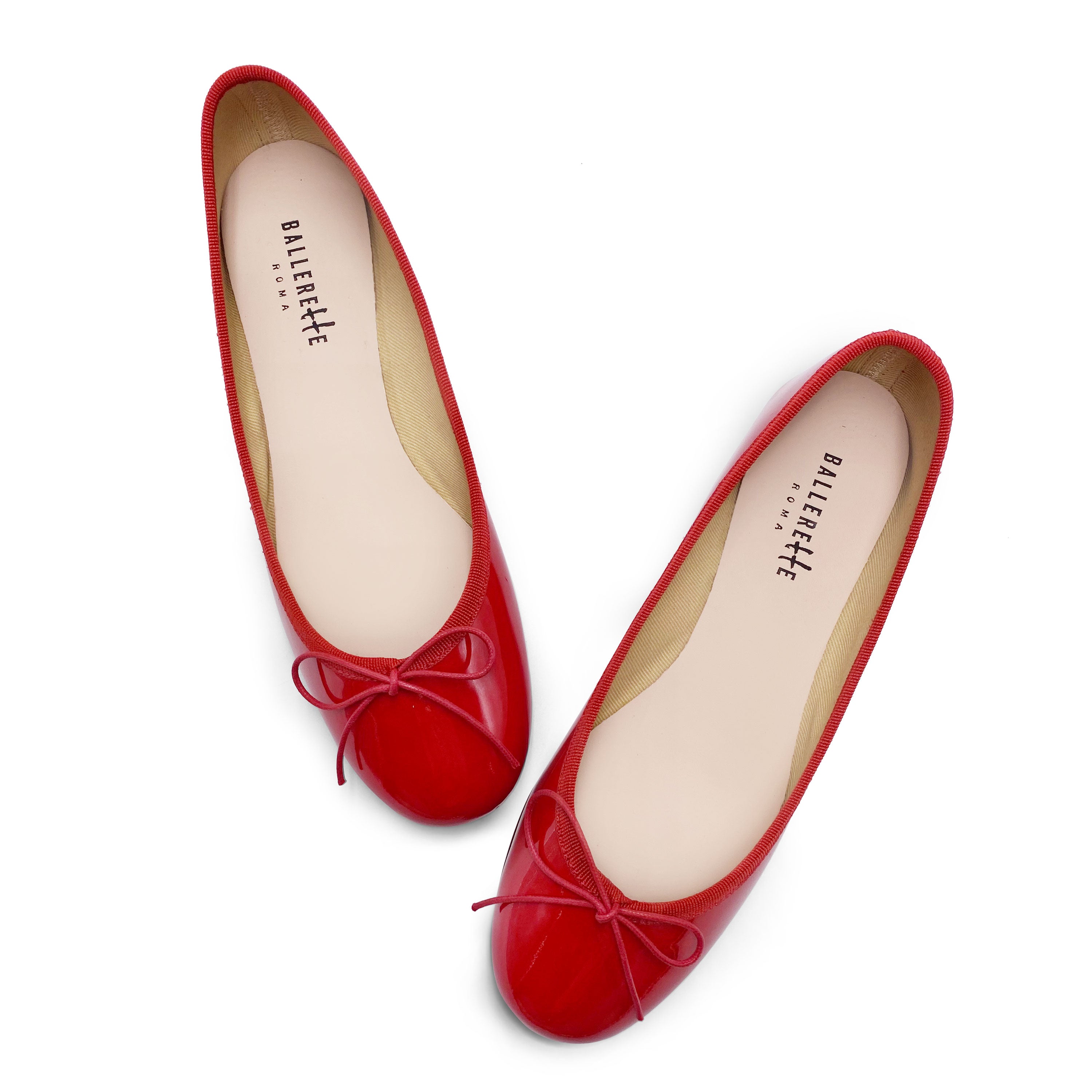 Red patent leather ballet flats