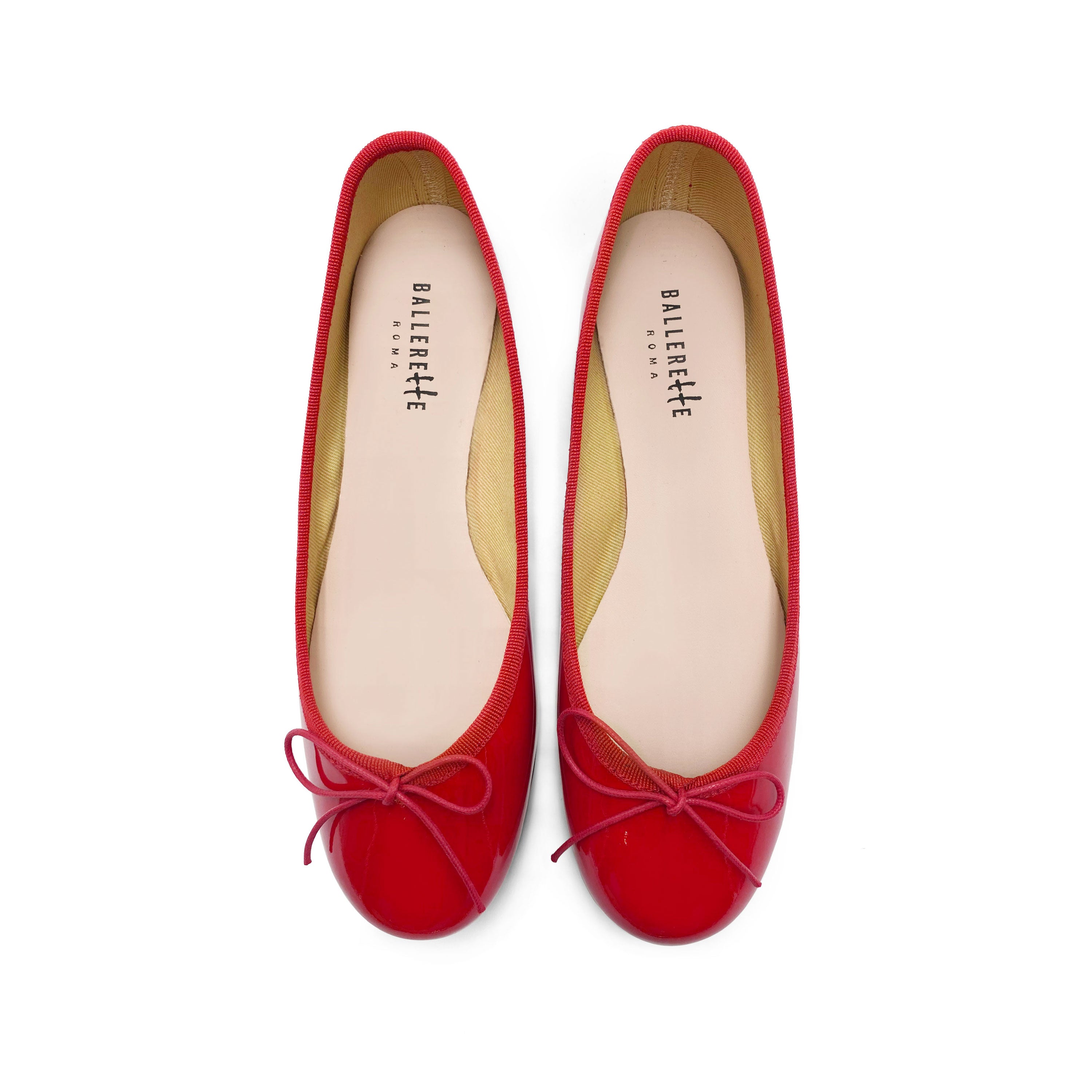 Red patent leather ballet flats