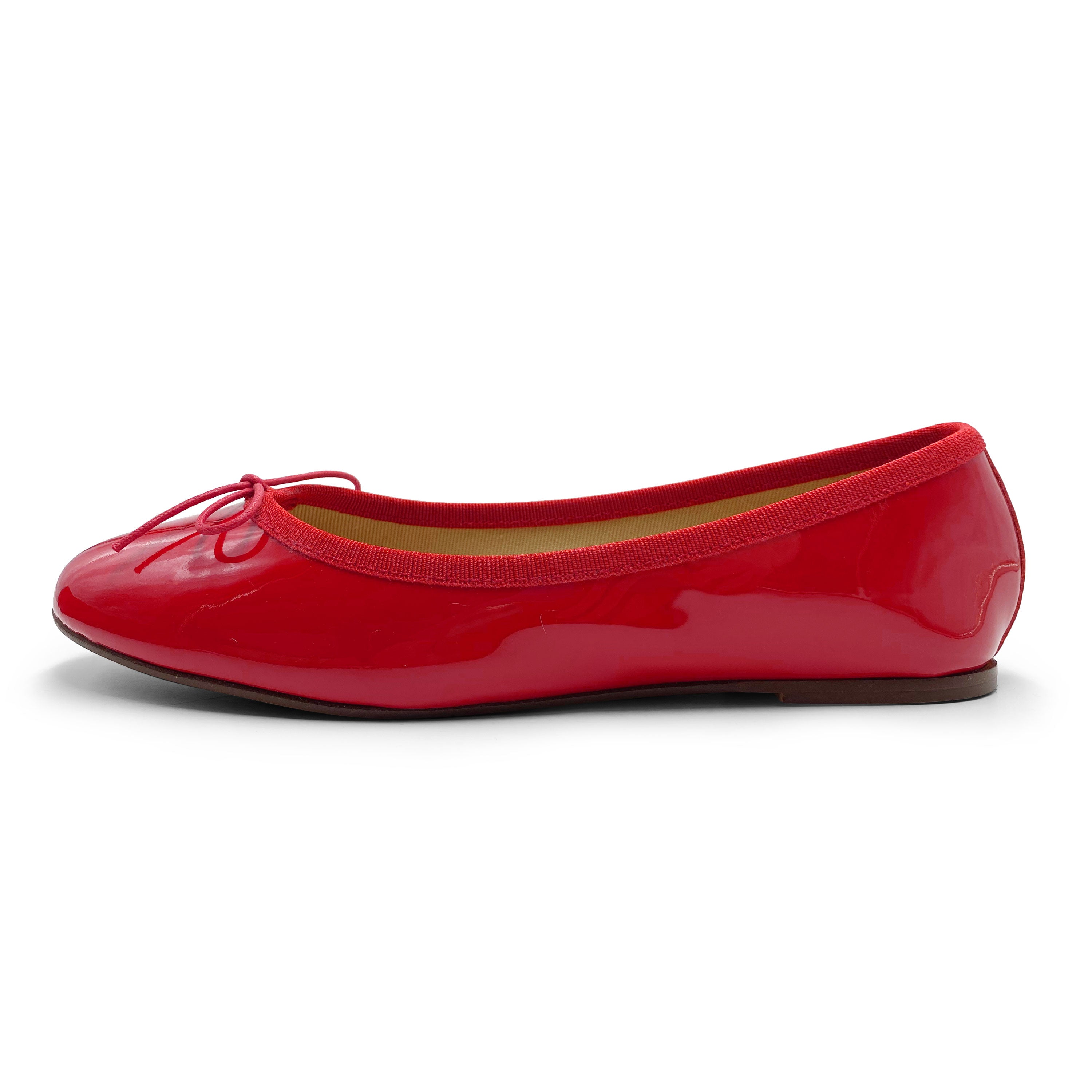 Red patent leather ballet flats