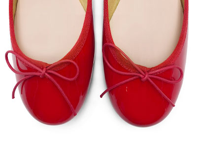 Red patent leather ballet flats