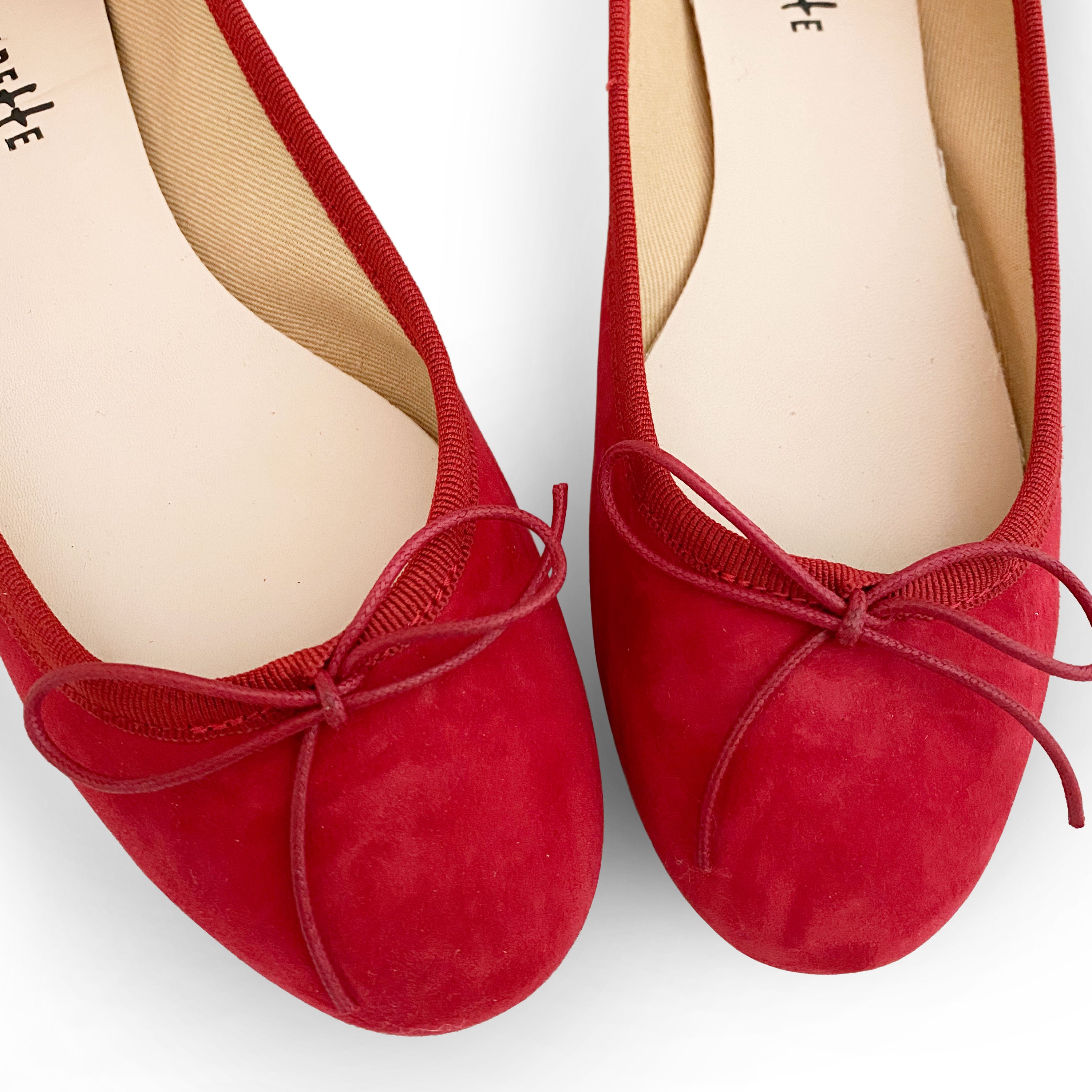 Red suede ballet flats