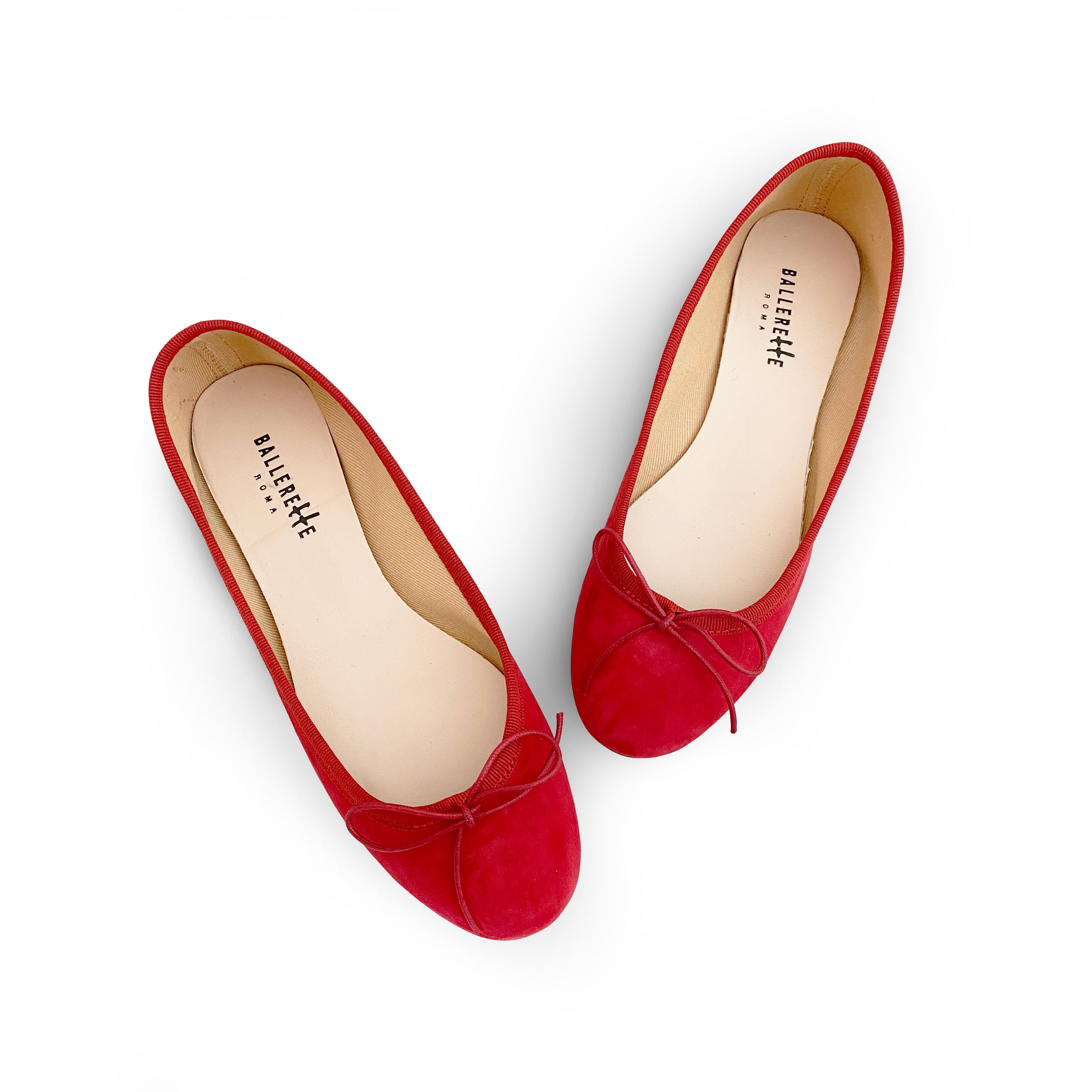 Red suede ballet flats