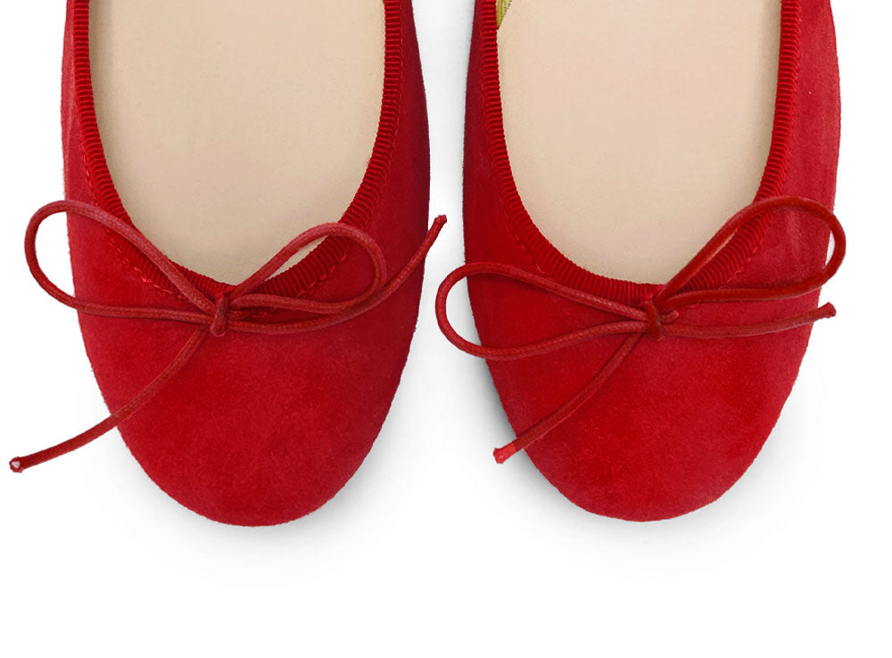 Red suede ballet flats