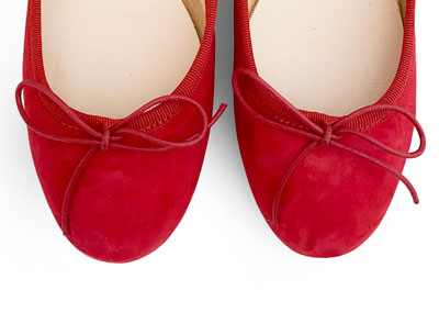 Red suede ballet flats