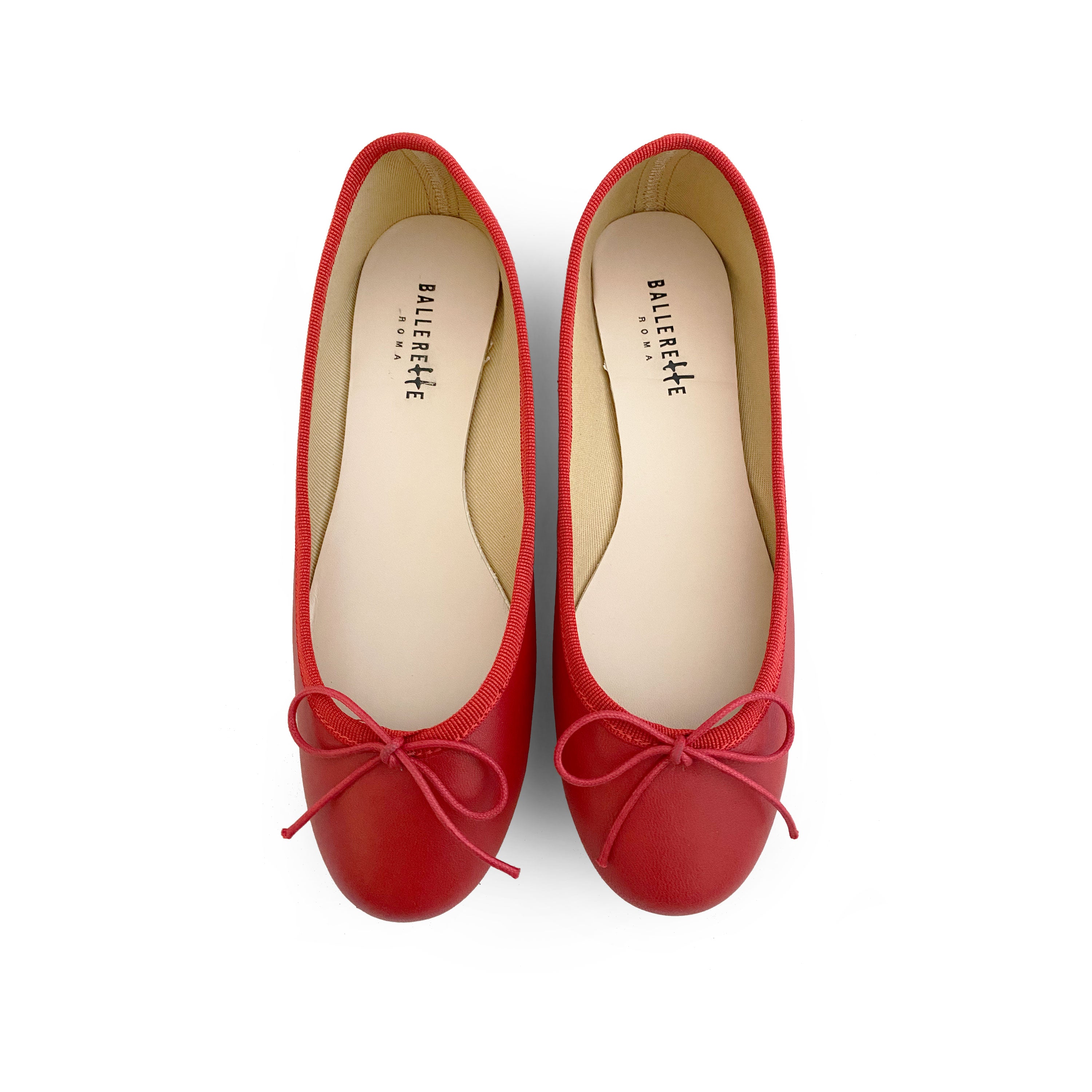 Red leather ballet flats