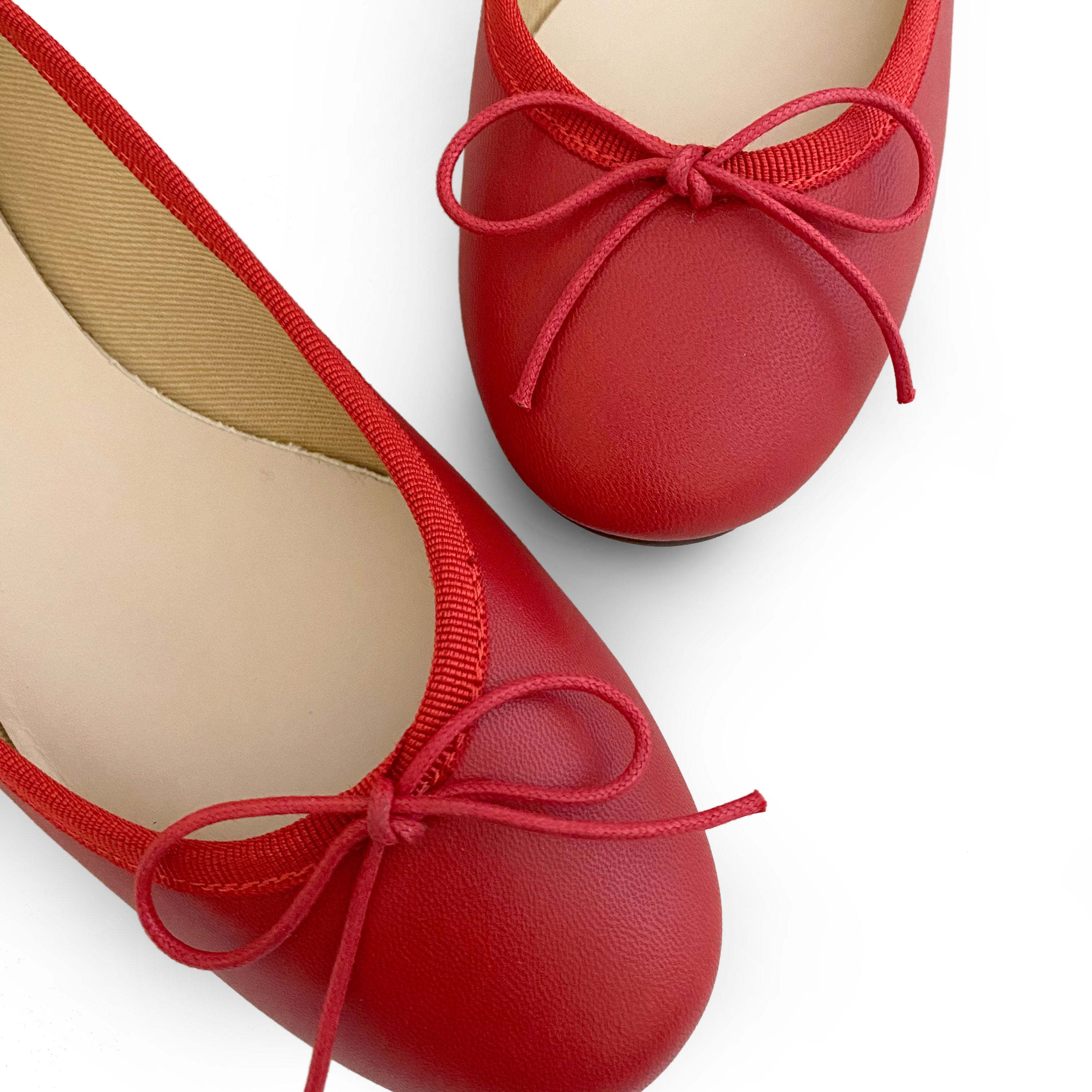 Red leather ballet flats