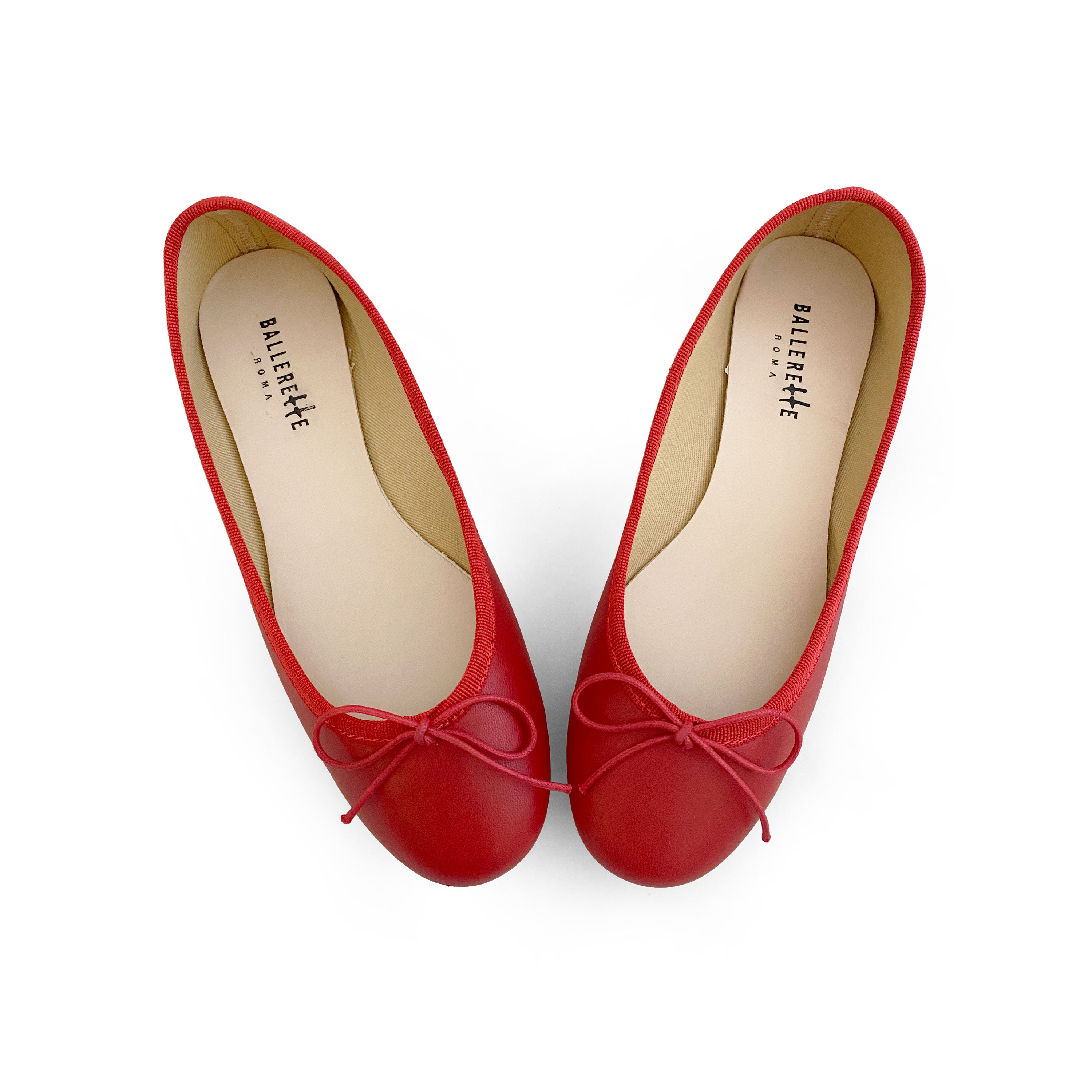 Red leather ballet flats