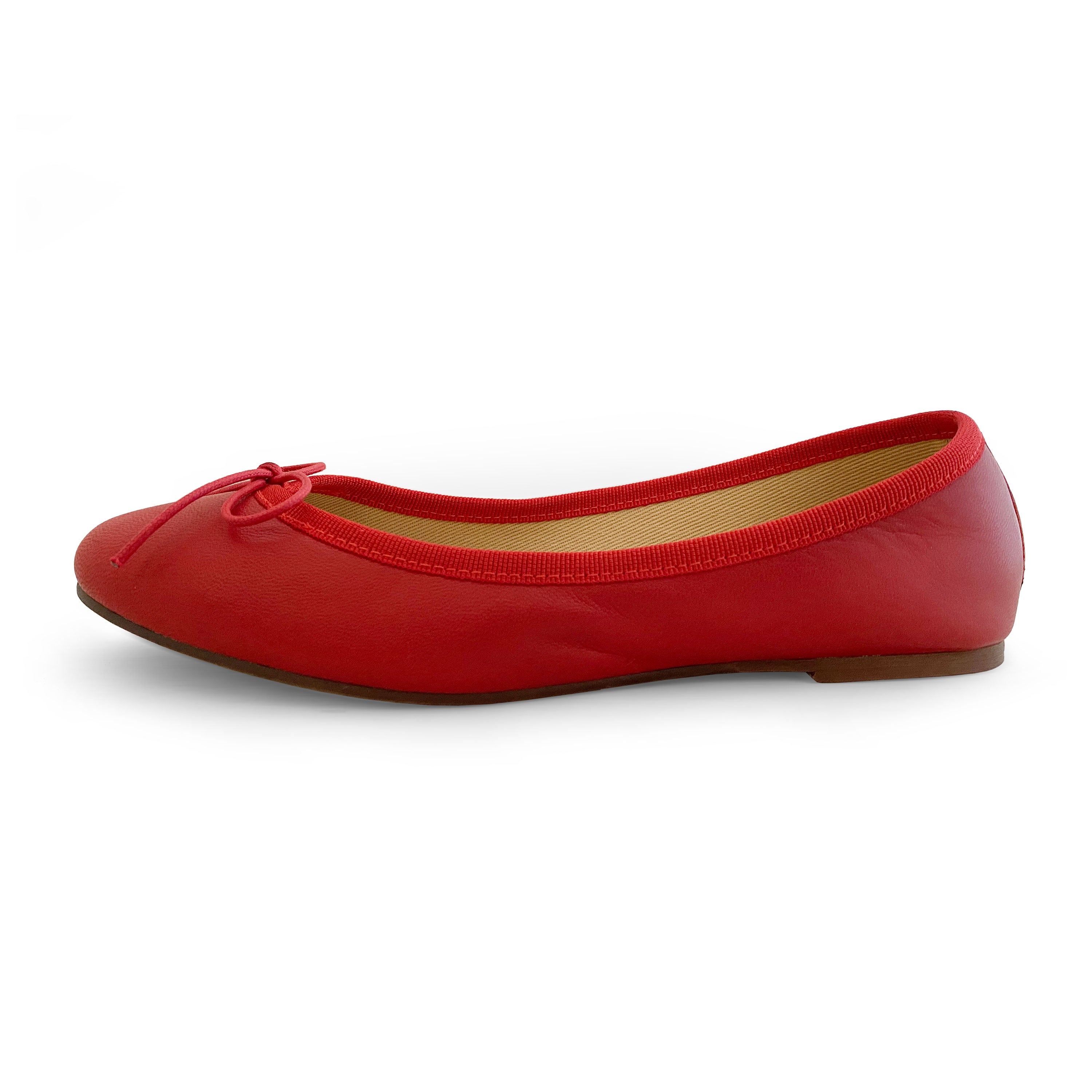 Red leather ballet flats