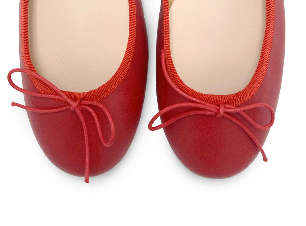 Red leather ballet flats