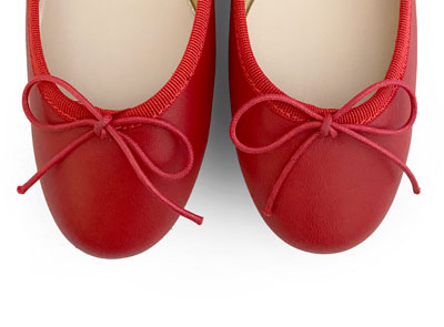 Red leather ballet flats