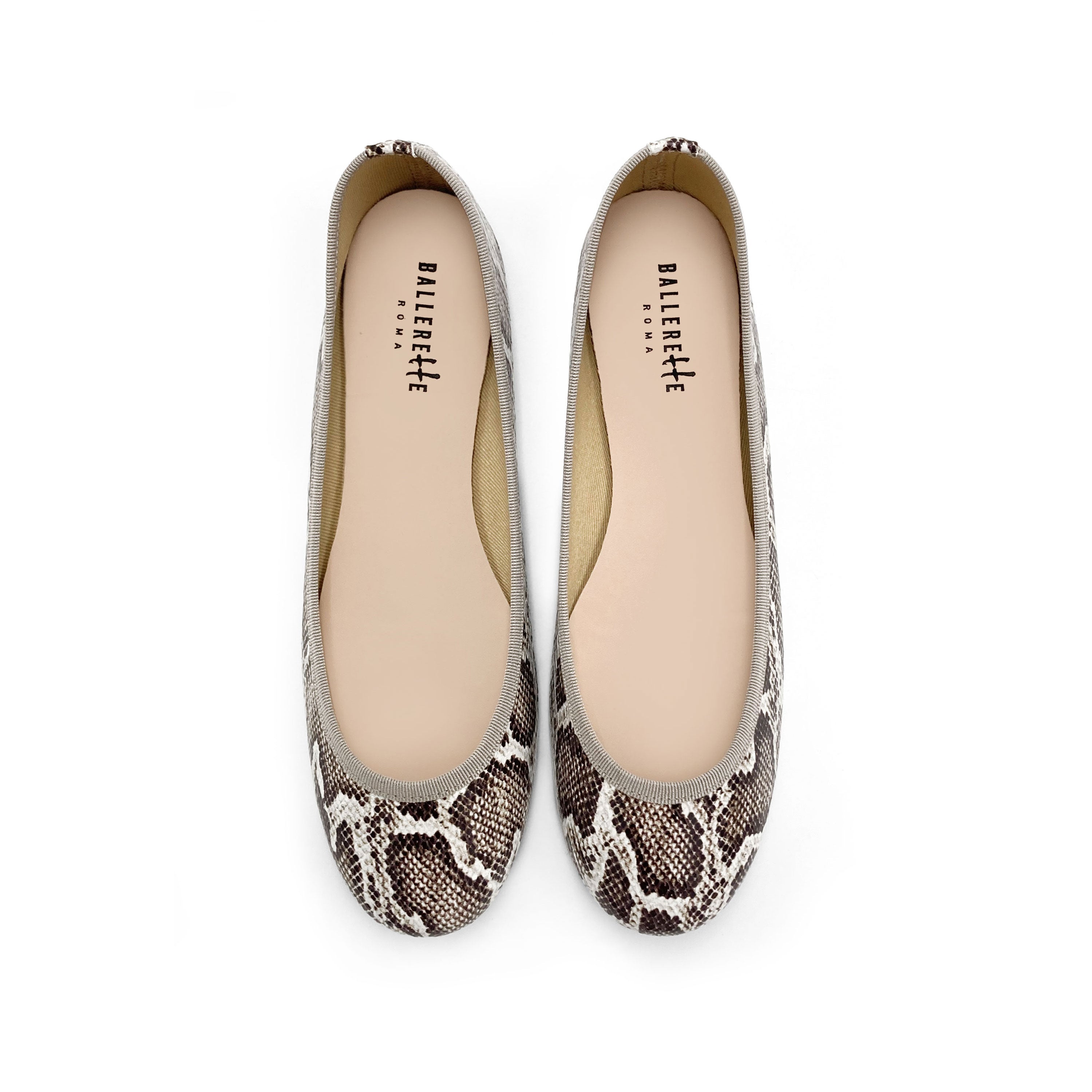 Animal print python-effect leather ballet flats