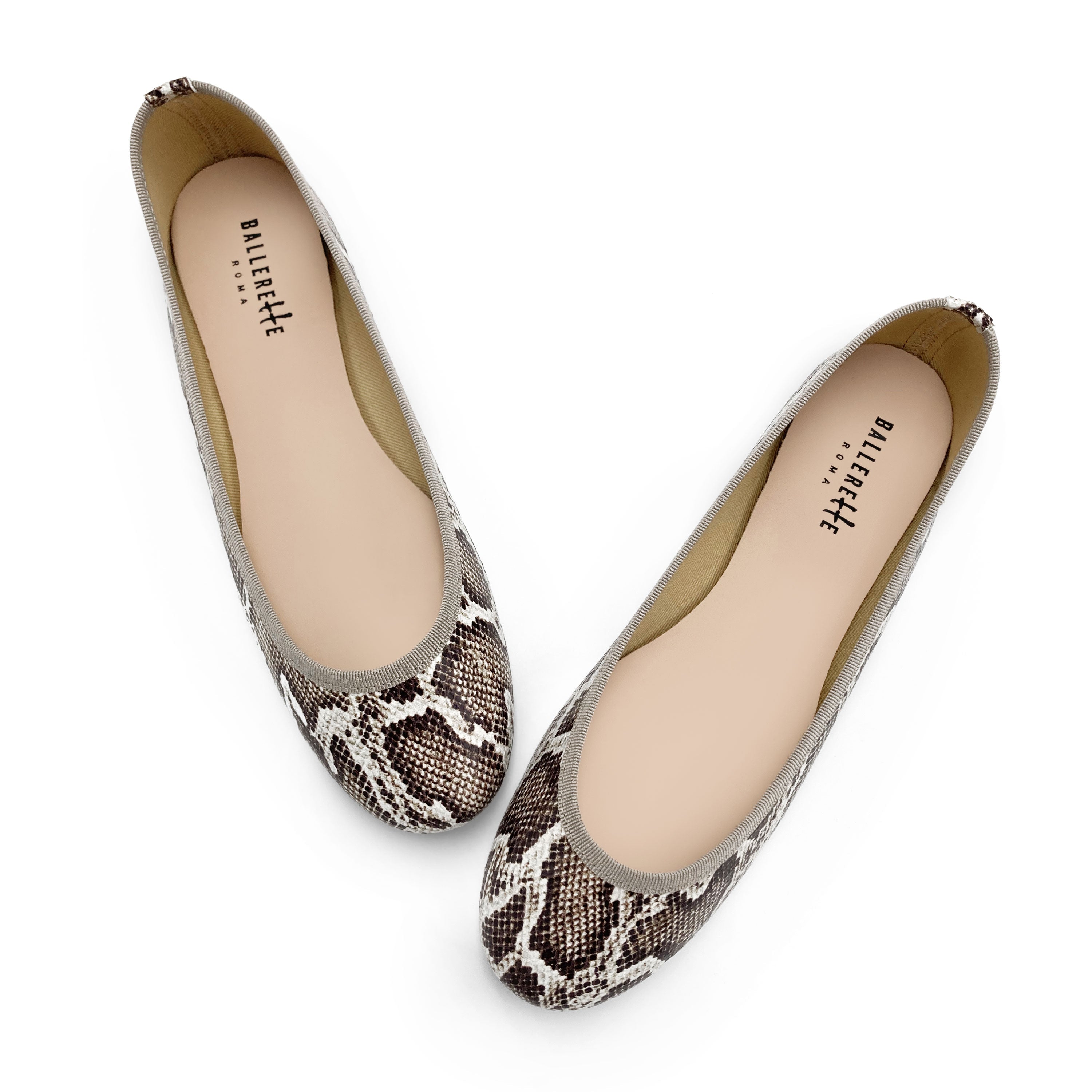 Animal print python-effect leather ballet flats