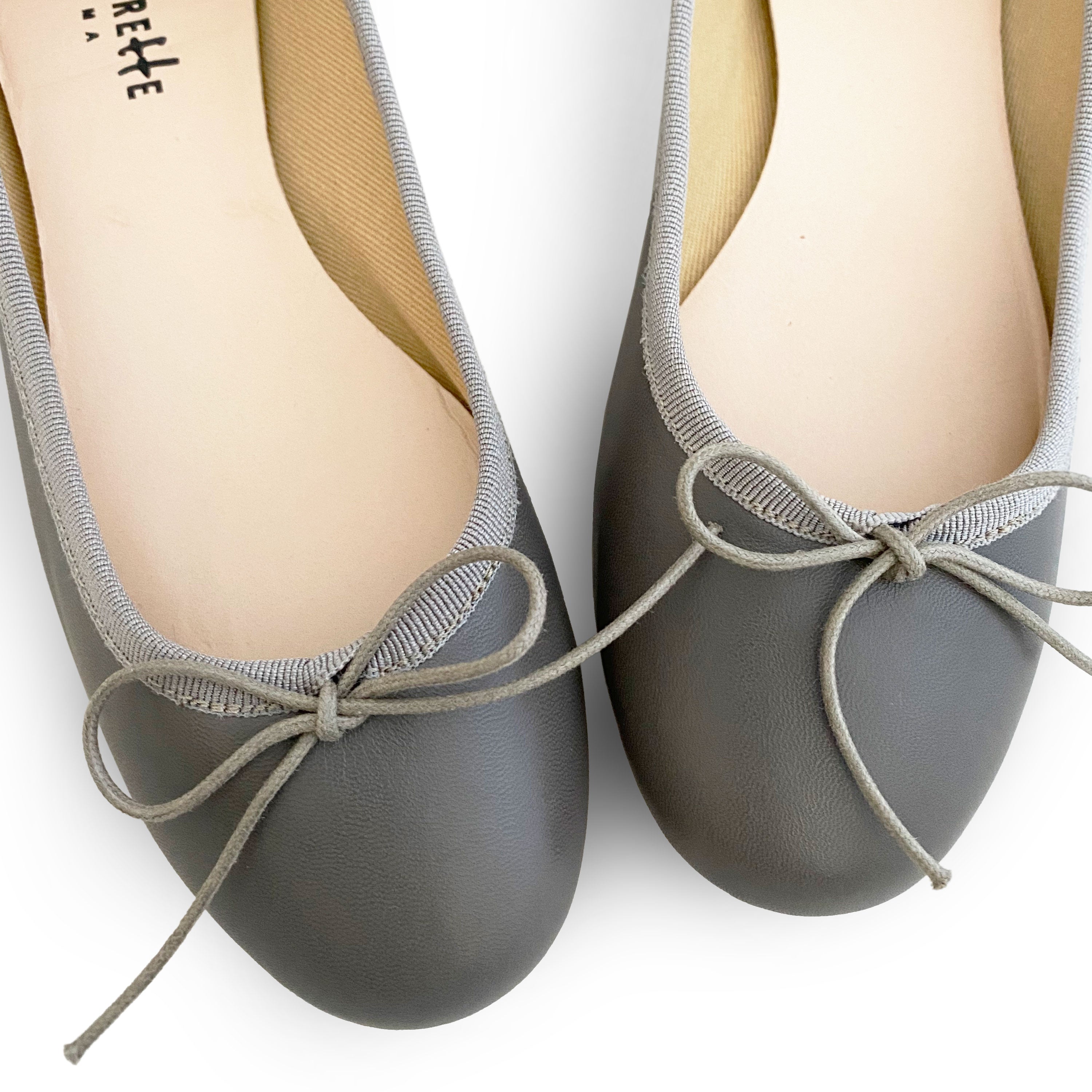 Taupe leather ballet flats