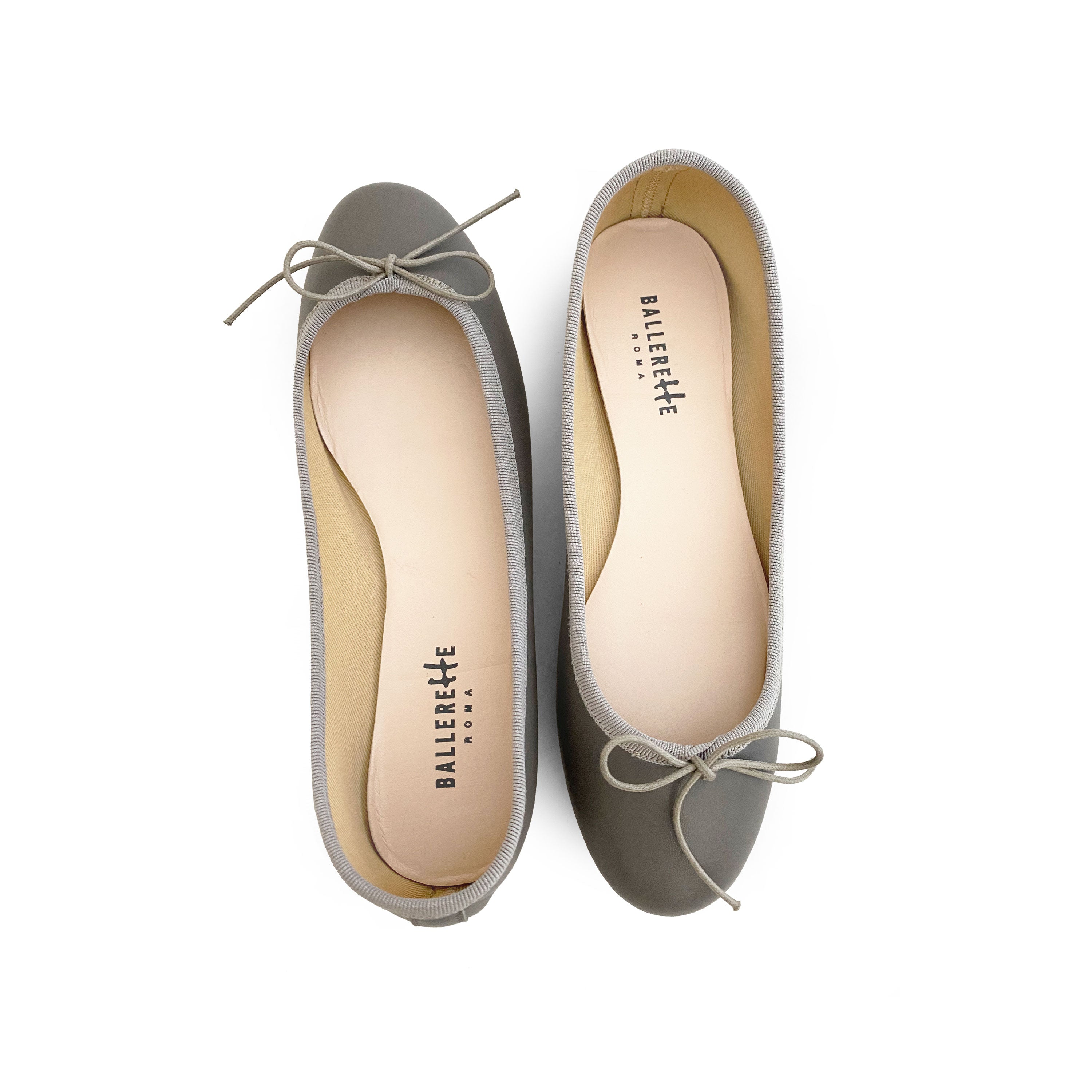 Taupe leather ballet flats