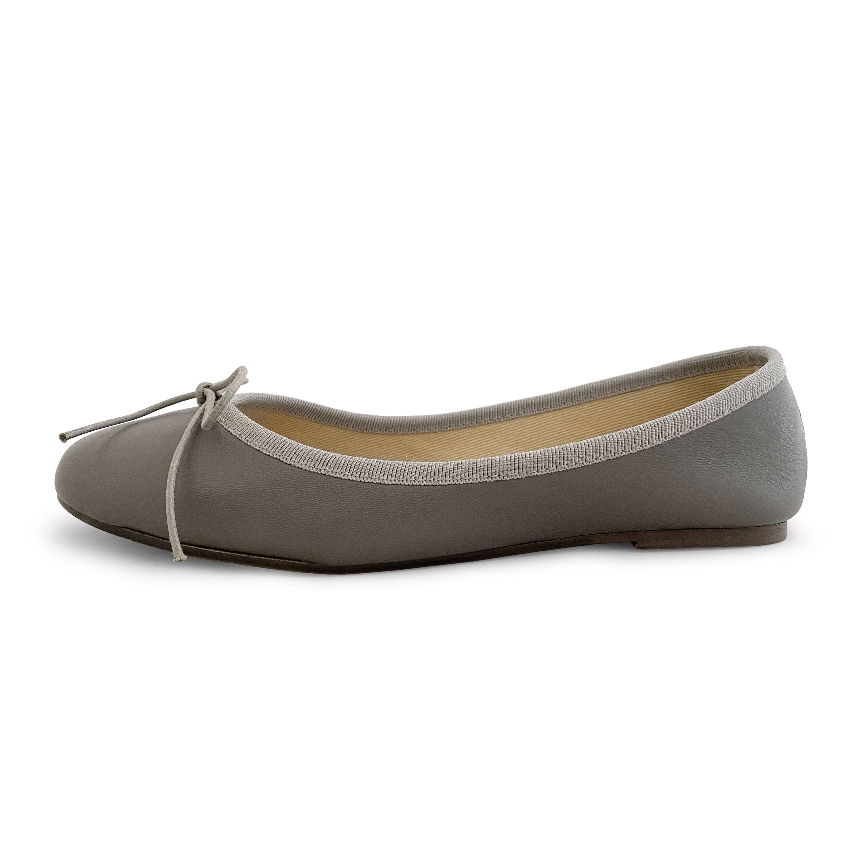 Taupe leather ballet flats