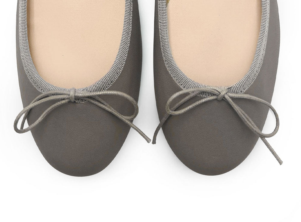 Taupe leather ballet flats