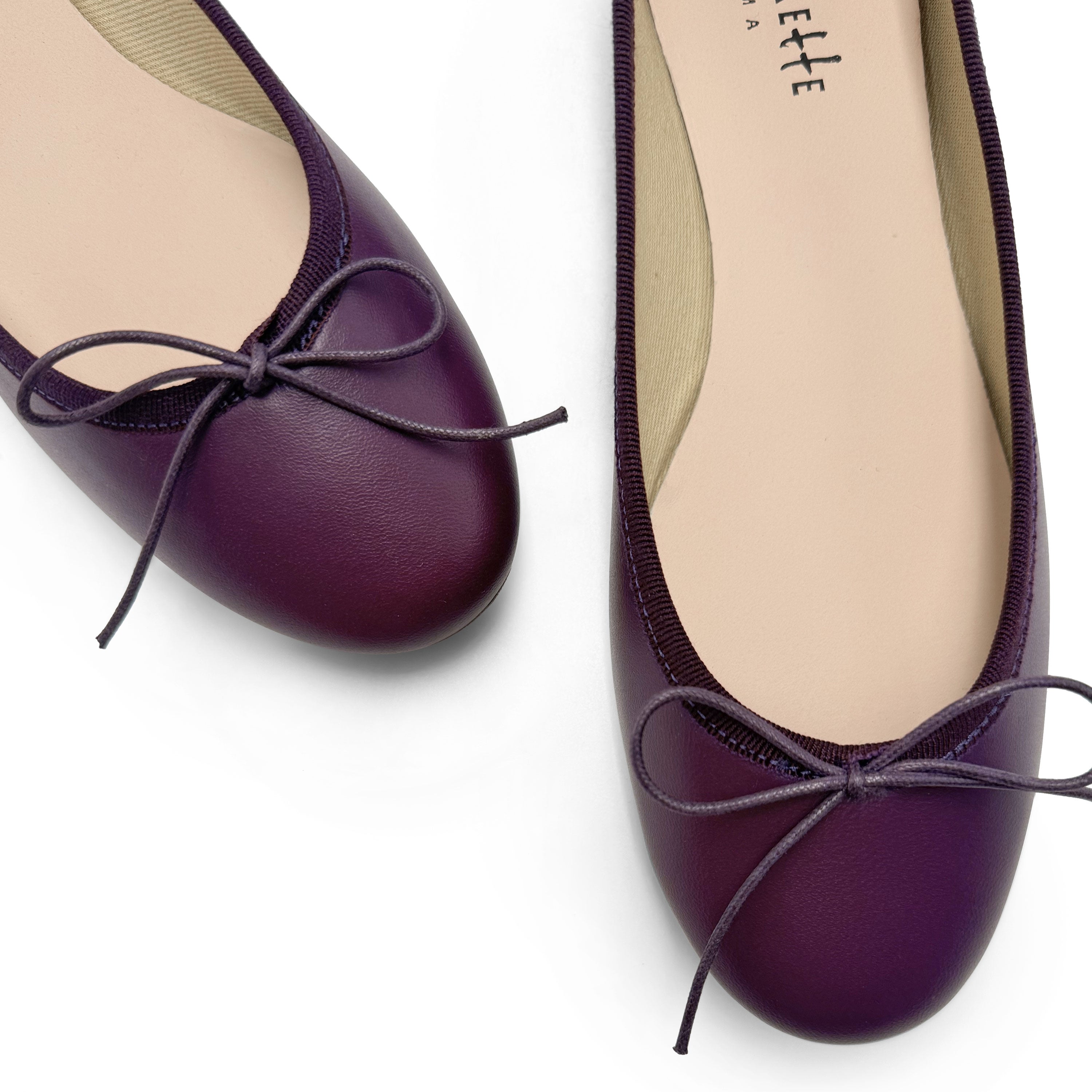 Purple leather ballet flats