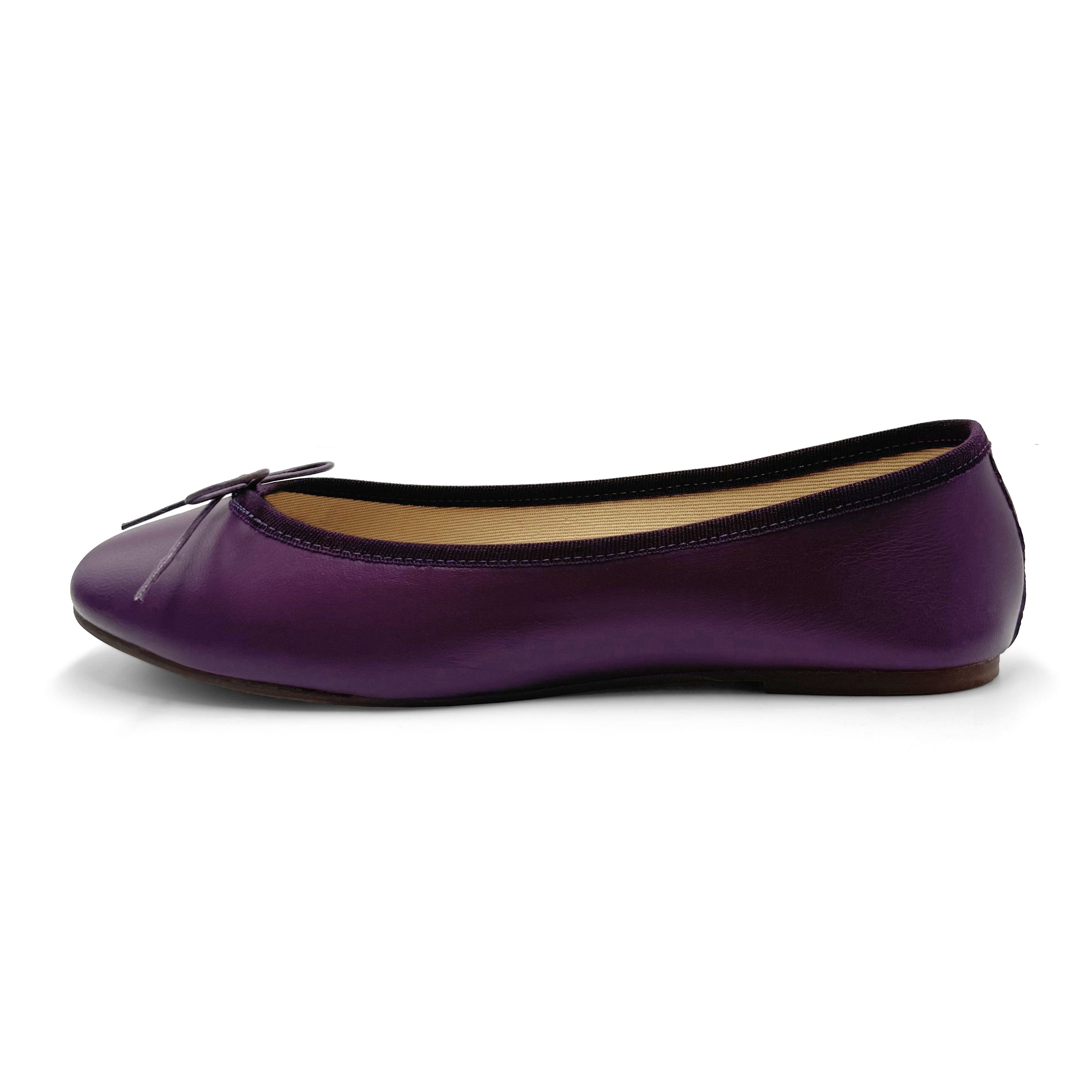 Purple leather ballet flats