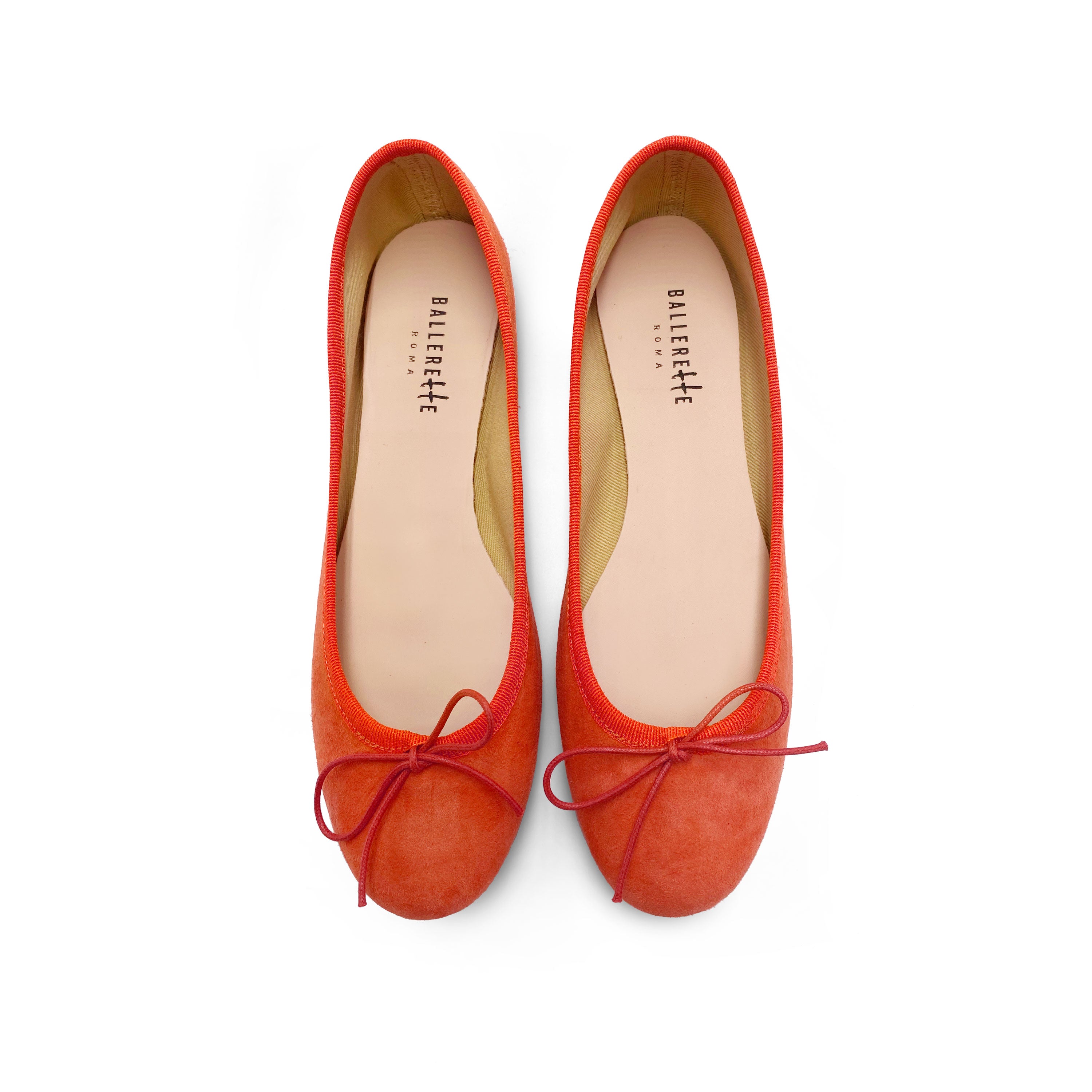 Pumpkin orange suede ballet flats