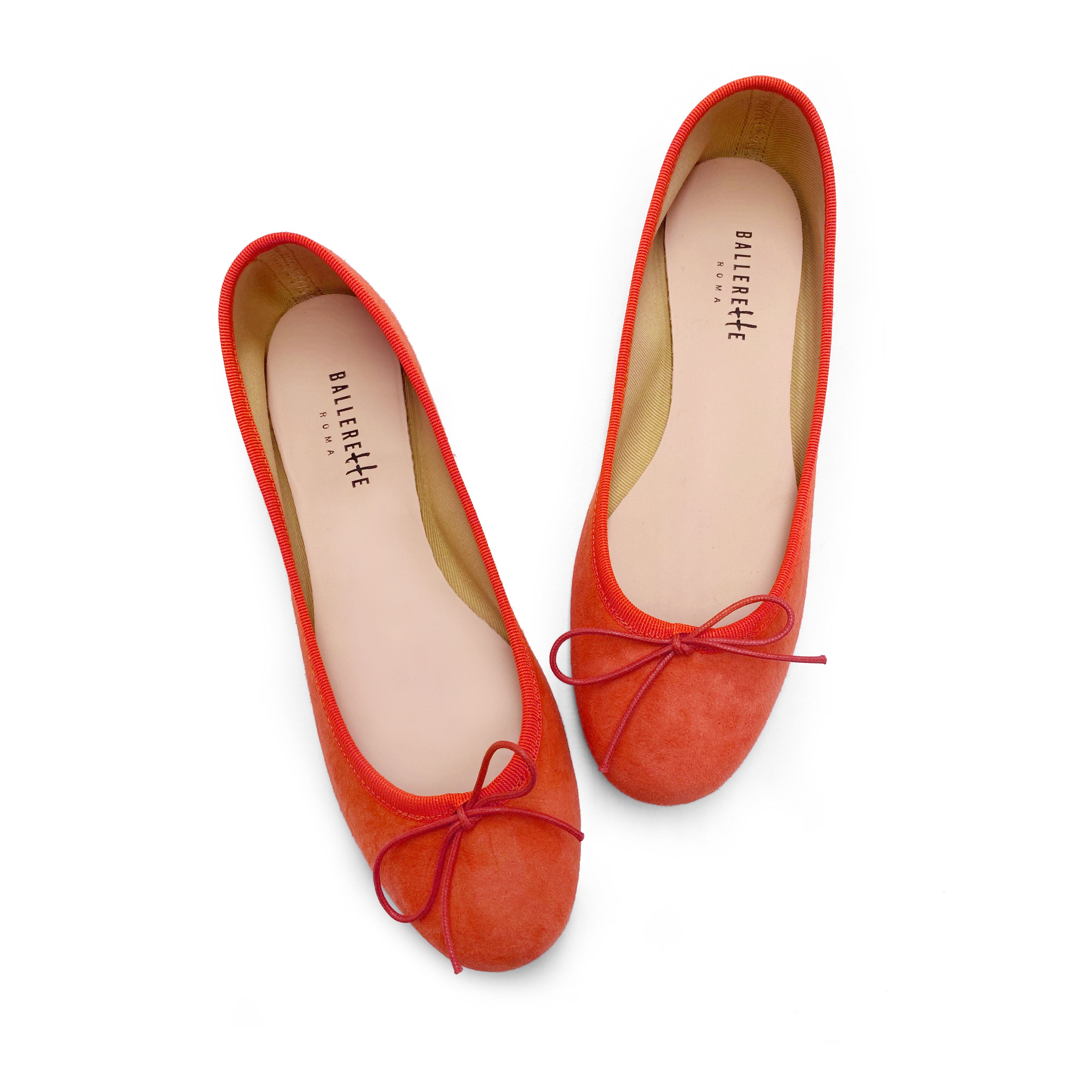 Pumpkin orange suede ballet flats