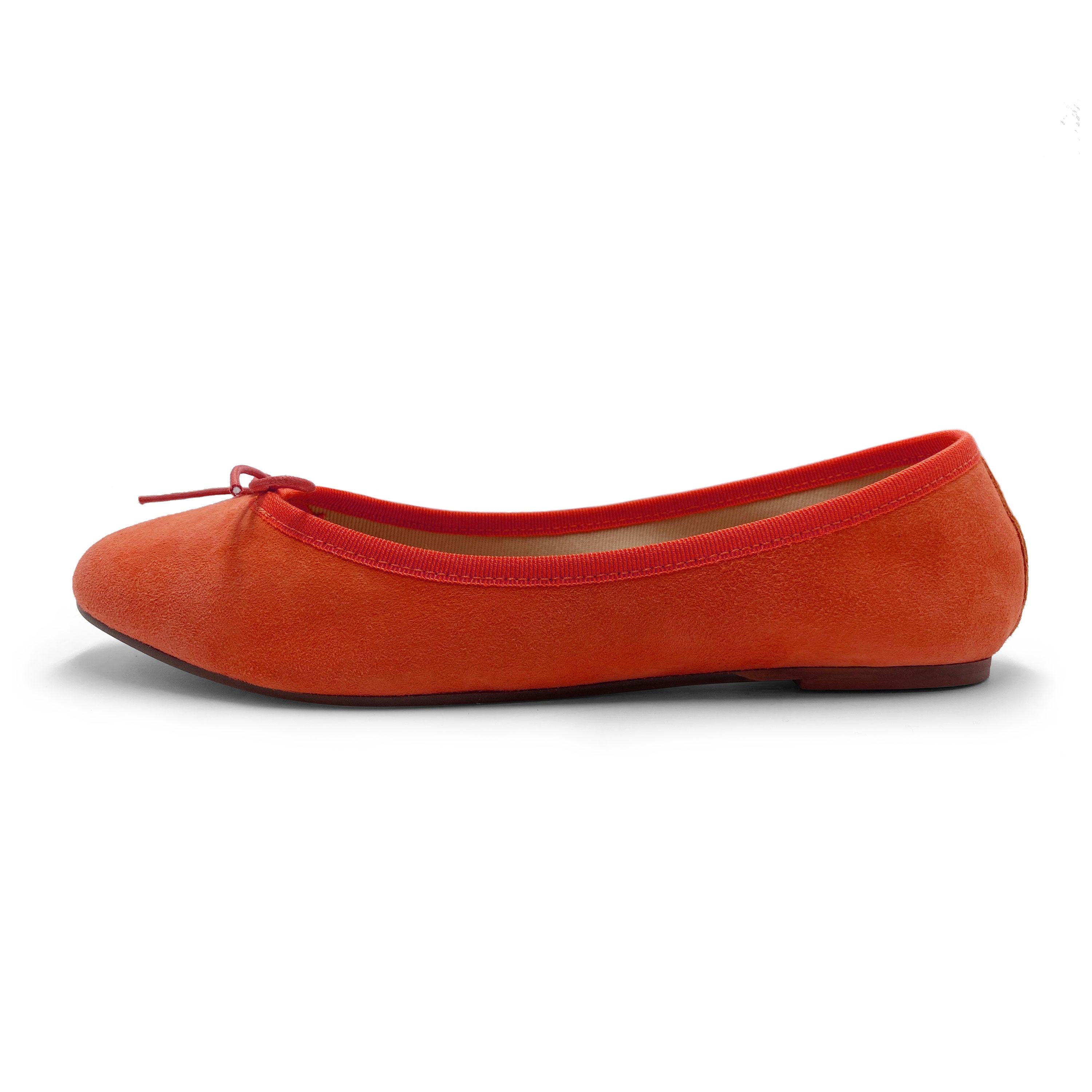 Pumpkin orange suede ballet flats