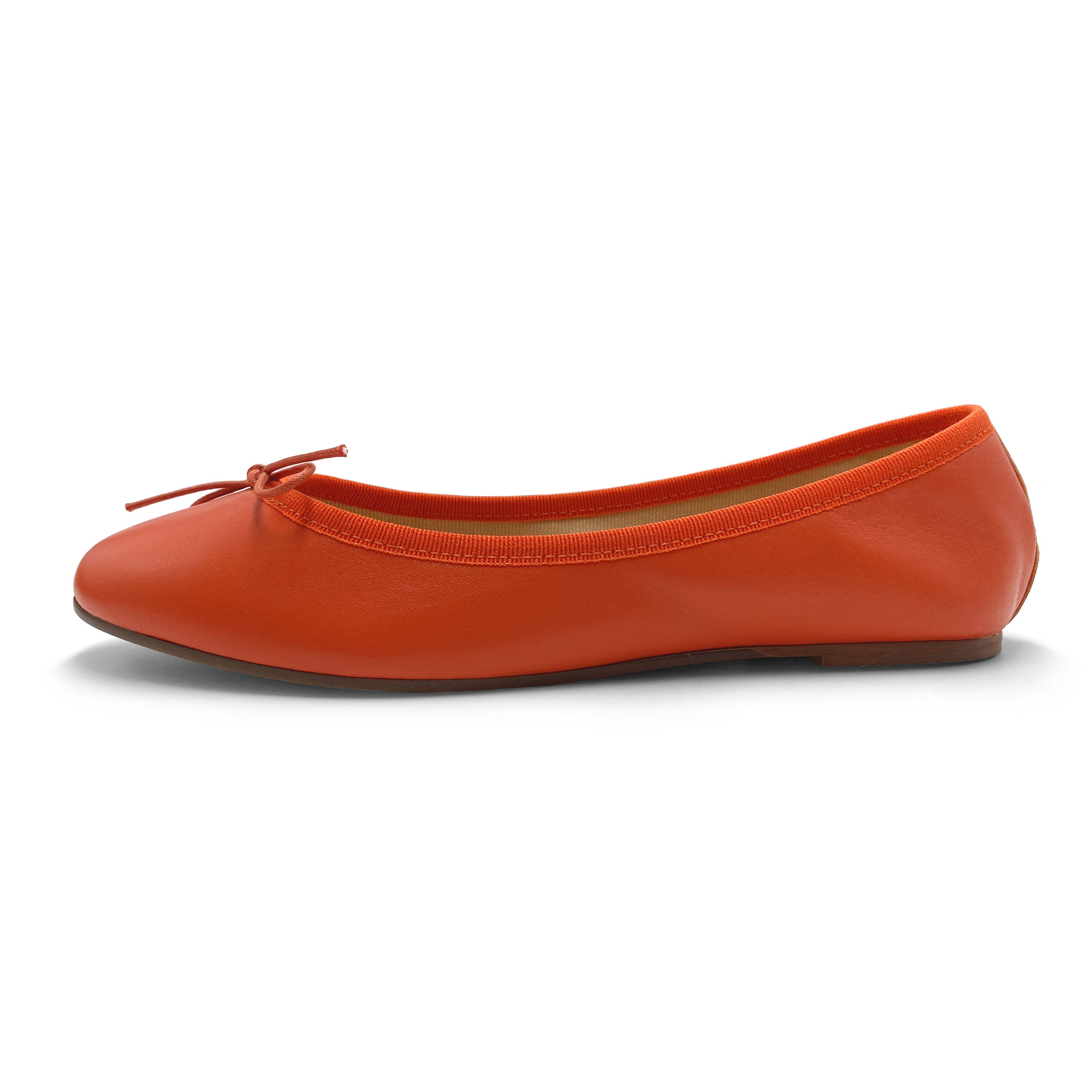 Pumpkin orange leather ballet flats